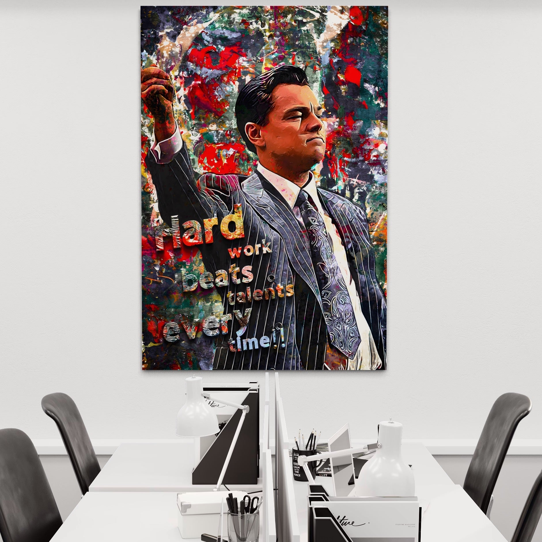 Tablou Canvas Premium LuxCanva® B1055, The Wolf of Wall Street , Decorativ, Living, Film, Bursa, Oscar, DiCaprio, Motivational, Culori Vibrante