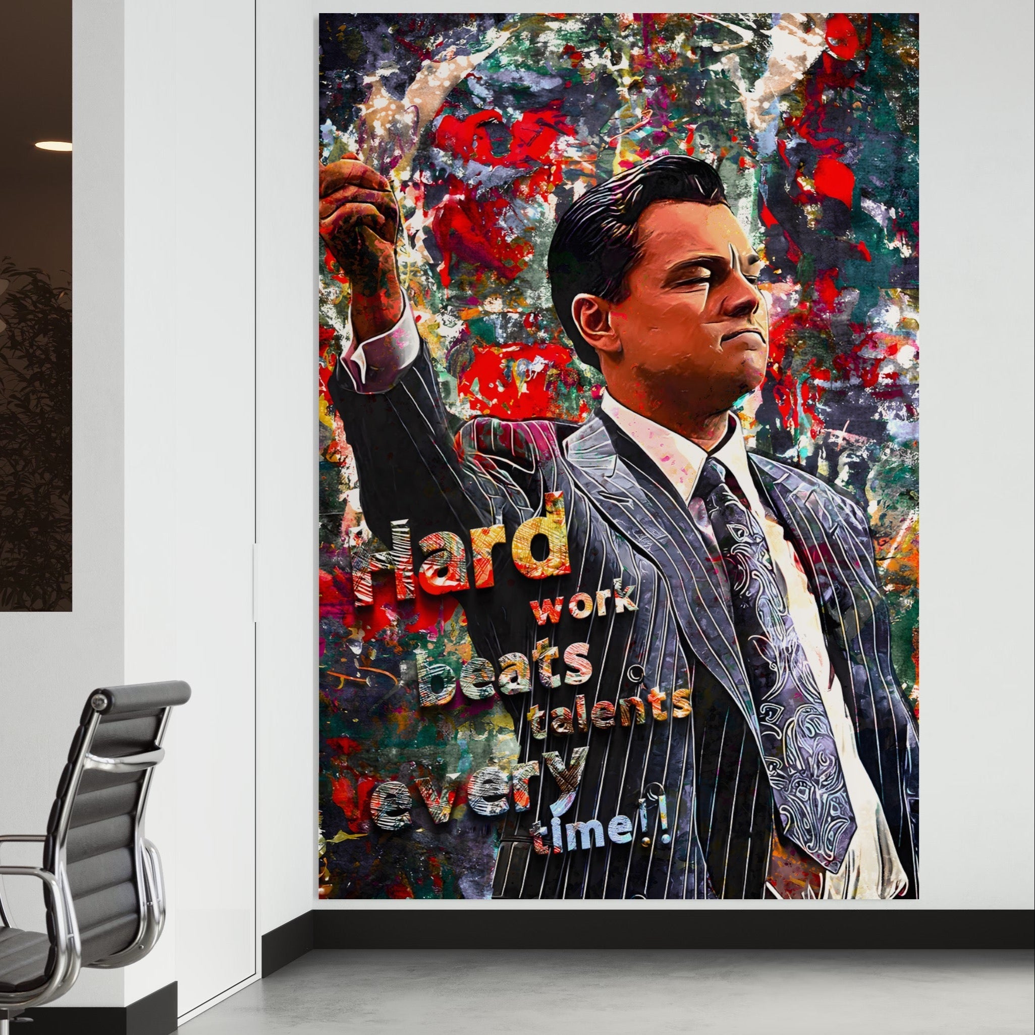 Tablou Canvas Premium LuxCanva® B1055, The Wolf of Wall Street , Decorativ, Living, Film, Bursa, Oscar, DiCaprio, Motivational, Culori Vibrante