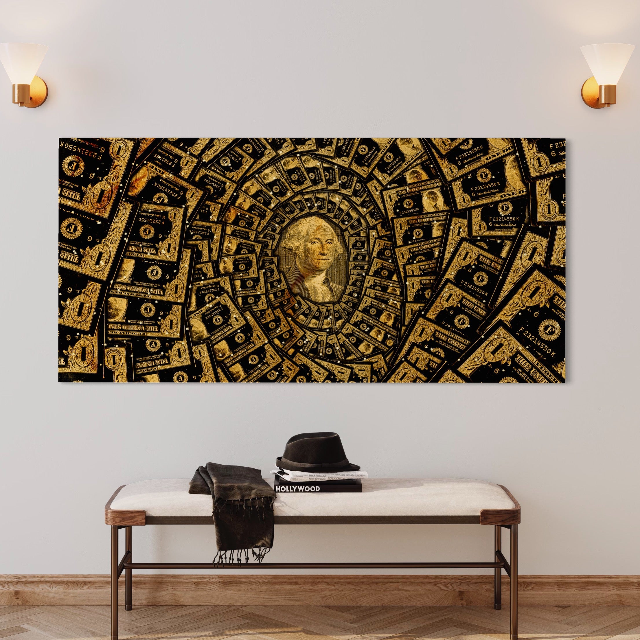 Tablou Canvas Premium LuxCanva® B1034, George Washington , Decorativ, Presedinte, America, Dolari, Culori Vibrante