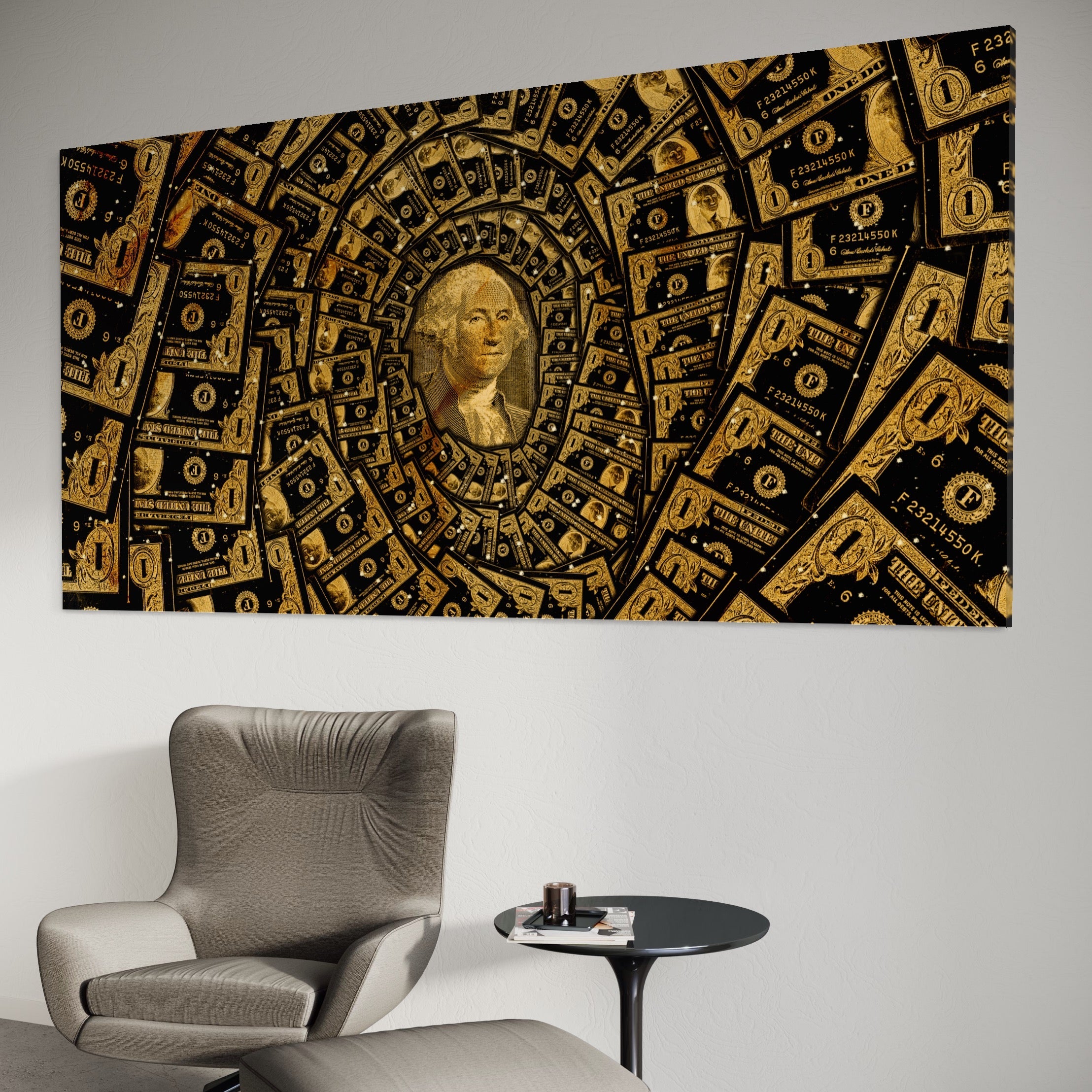 Tablou Canvas Premium LuxCanva® B1034, George Washington , Decorativ, Presedinte, America, Dolari, Culori Vibrante