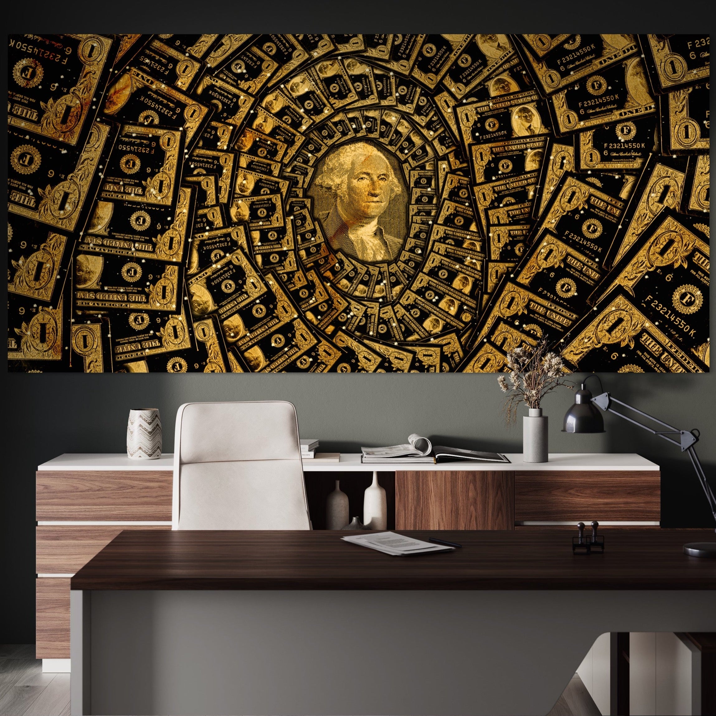 Tablou Canvas Premium LuxCanva® B1034, George Washington , Decorativ, Presedinte, America, Dolari, Culori Vibrante