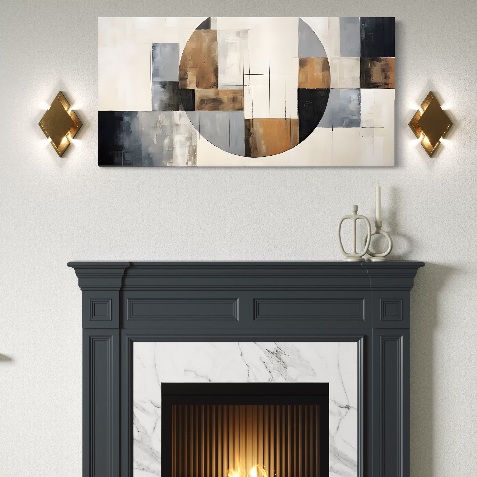 Tablou Canvas Premium LuxCanva® C1249, Black Abstract Lines , Relaxare, Living Room, Culori Vibrante