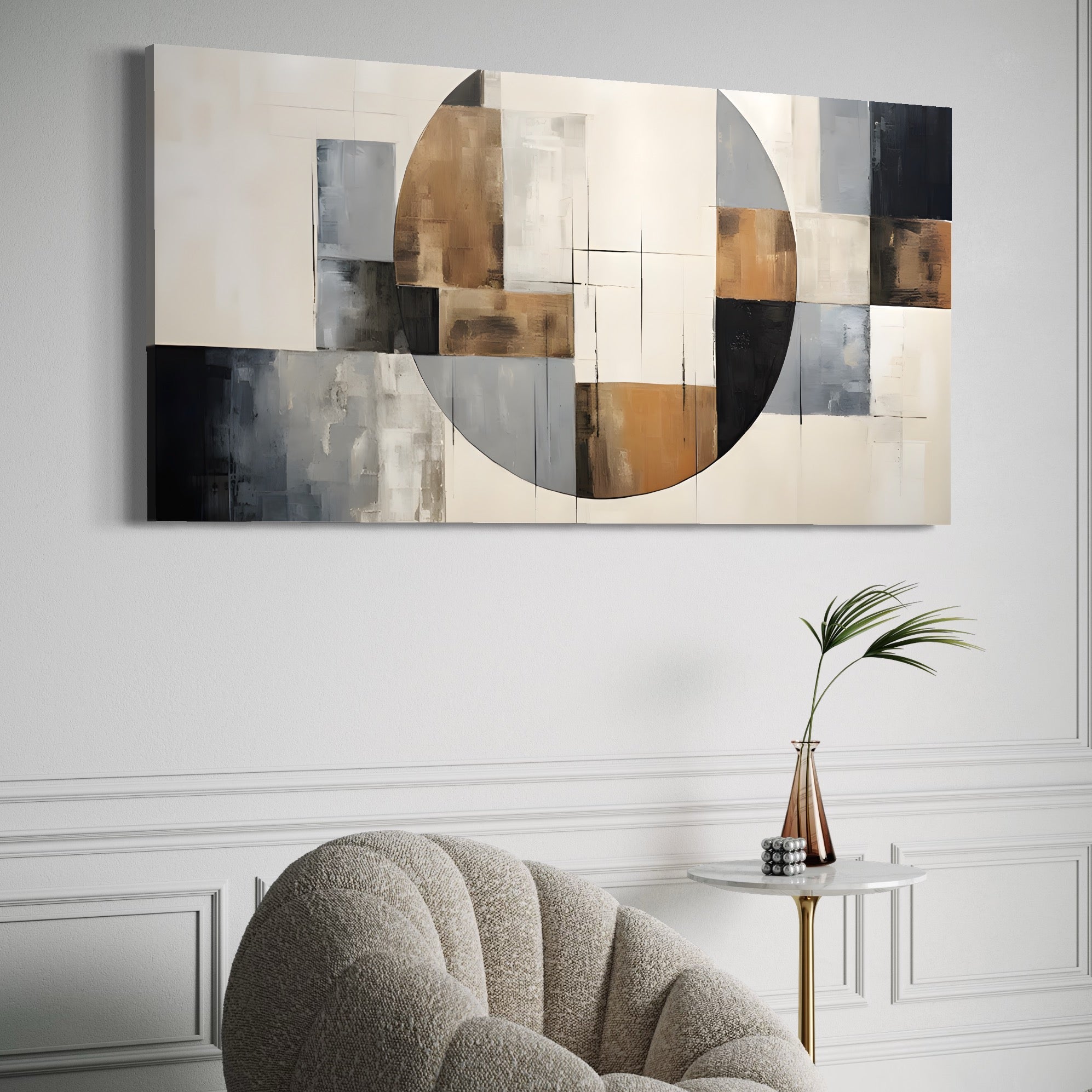 Tablou Canvas Premium LuxCanva® C1249, Black Abstract Lines , Relaxare, Living Room, Culori Vibrante