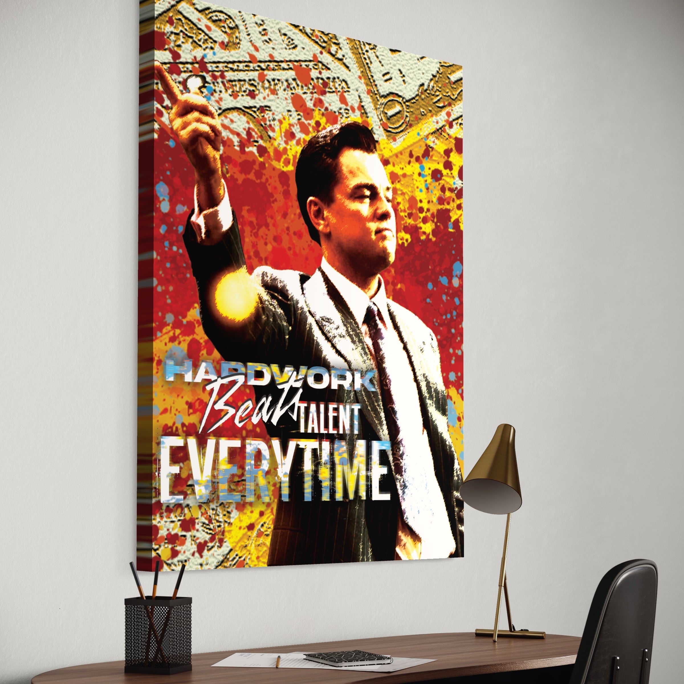 Tablou Canvas Premium LuxCanva® B1027, Wall Street ,  Decorativ, Film American, DiCaprio, Motivational, Culori Vibrante