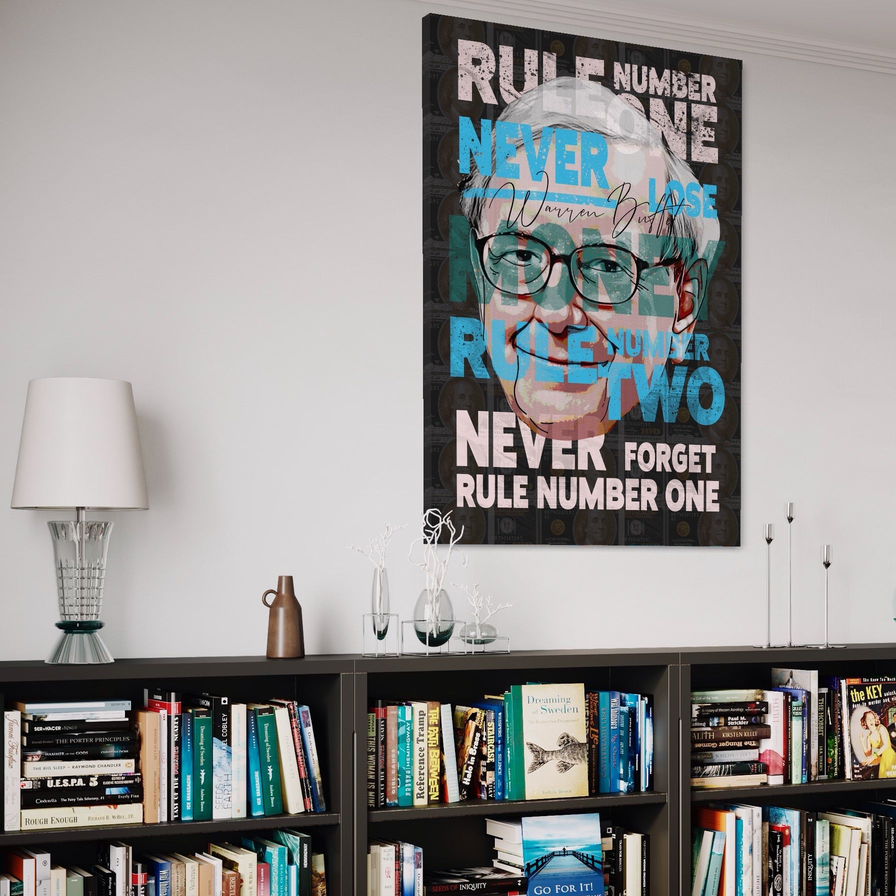 Tablou Canvas Premium LuxCanva® B1017, Warren Buffett , Motivational, Antreprenor, Finante, Investitor, Culori Vibrante