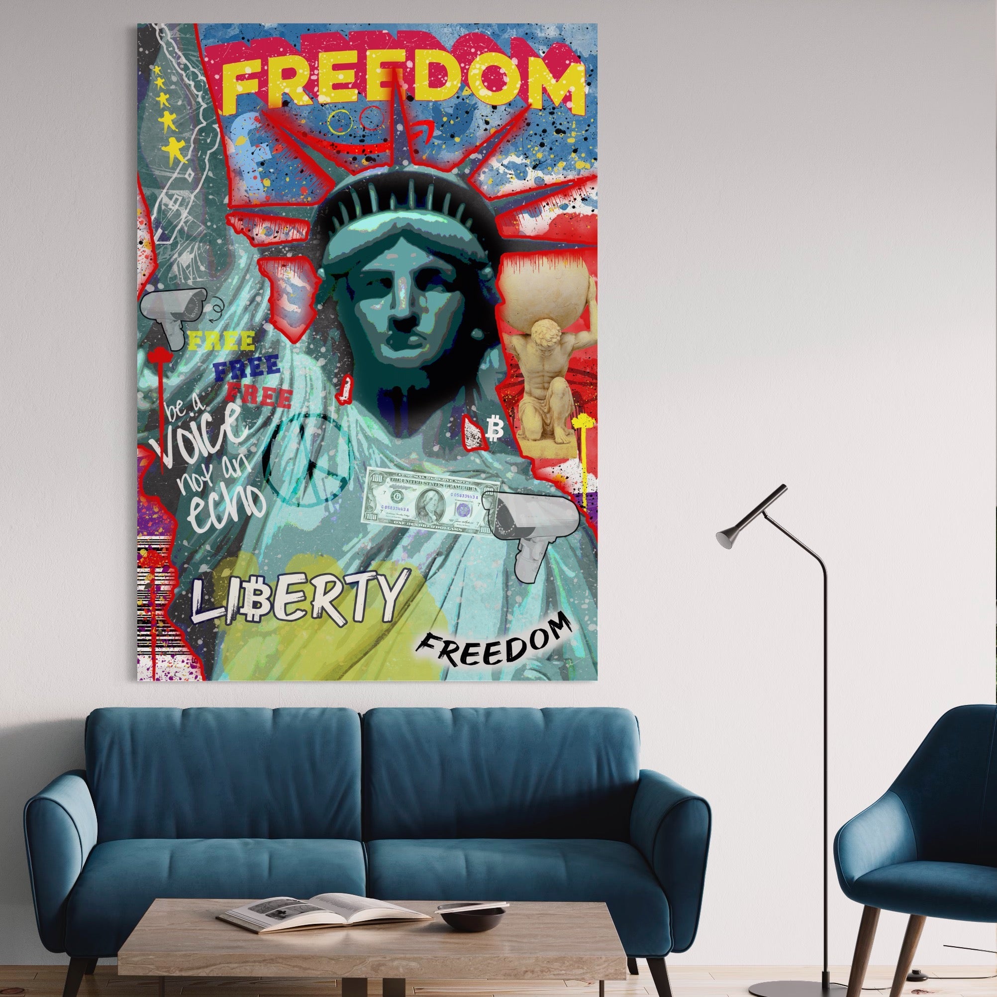 Tablou Canvas Premium LuxCanva® B1014, Statuia Libertatii , Motivational, America, Zeita Libertatii, Culori Vibrante