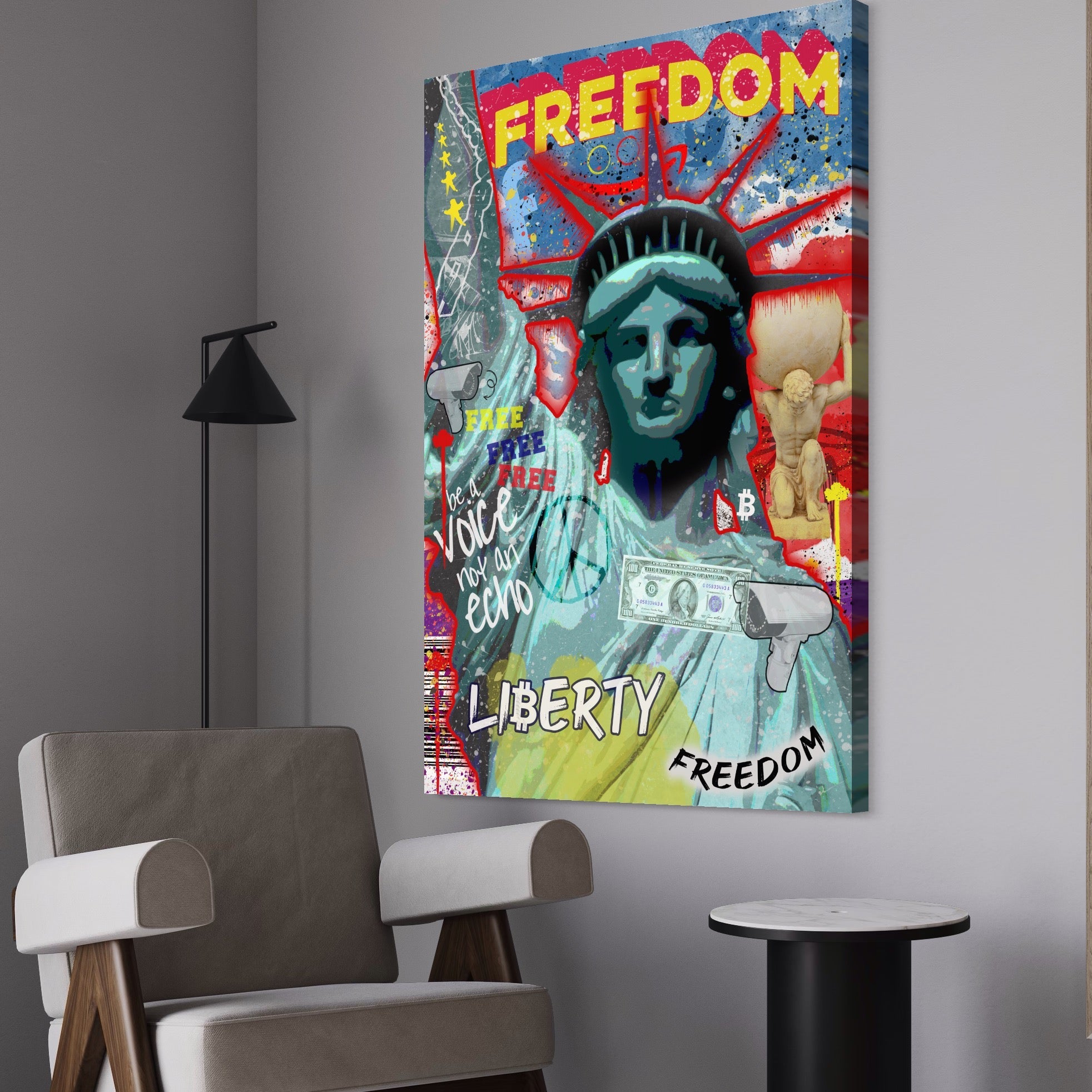 Tablou Canvas Premium LuxCanva® B1014, Statuia Libertatii , Motivational, America, Zeita Libertatii, Culori Vibrante