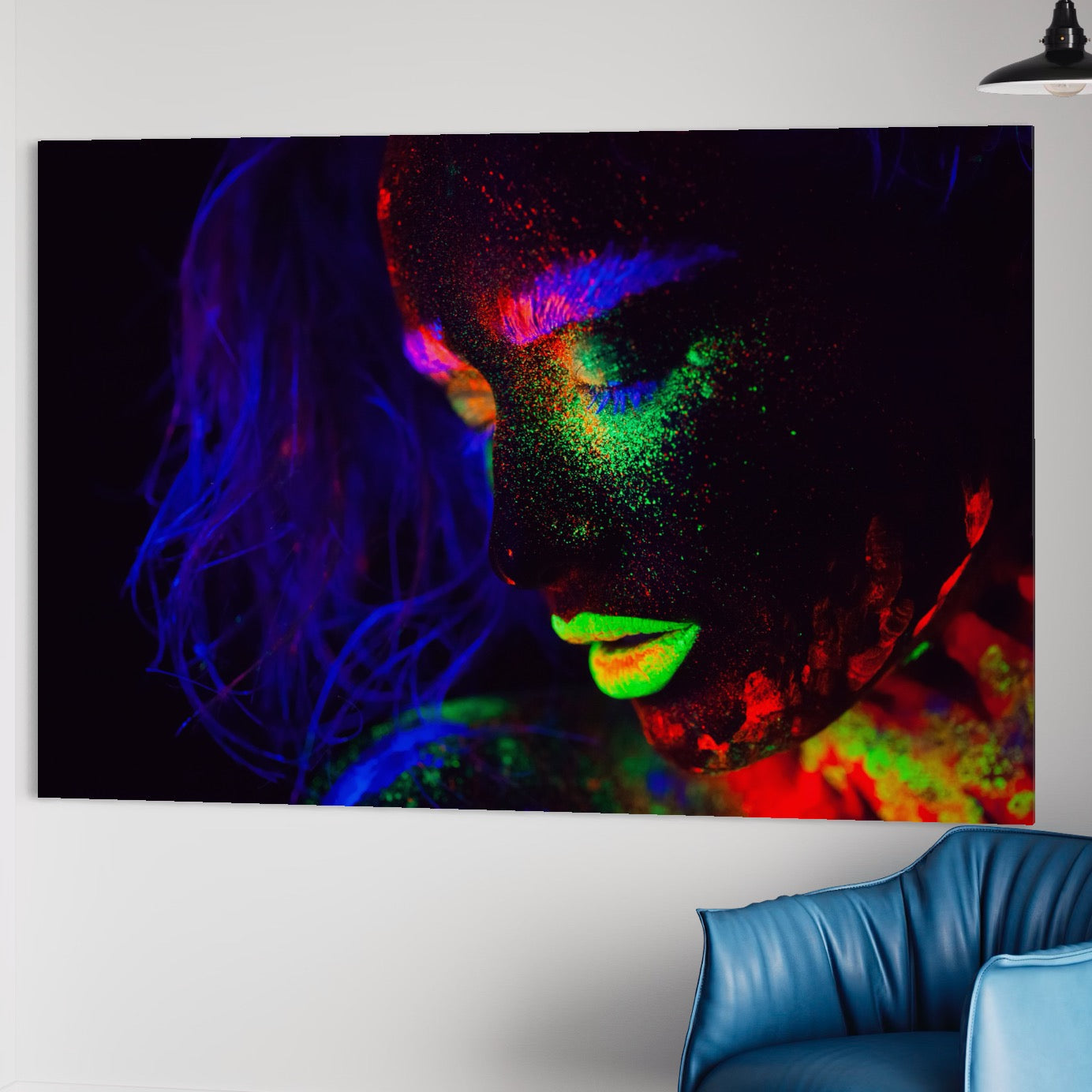 Tablou Canvas Premium LuxCanva® A1357, Colorful Girl , Frumusete, Neon, Gliter, Fosforescent, Culori Vibrante