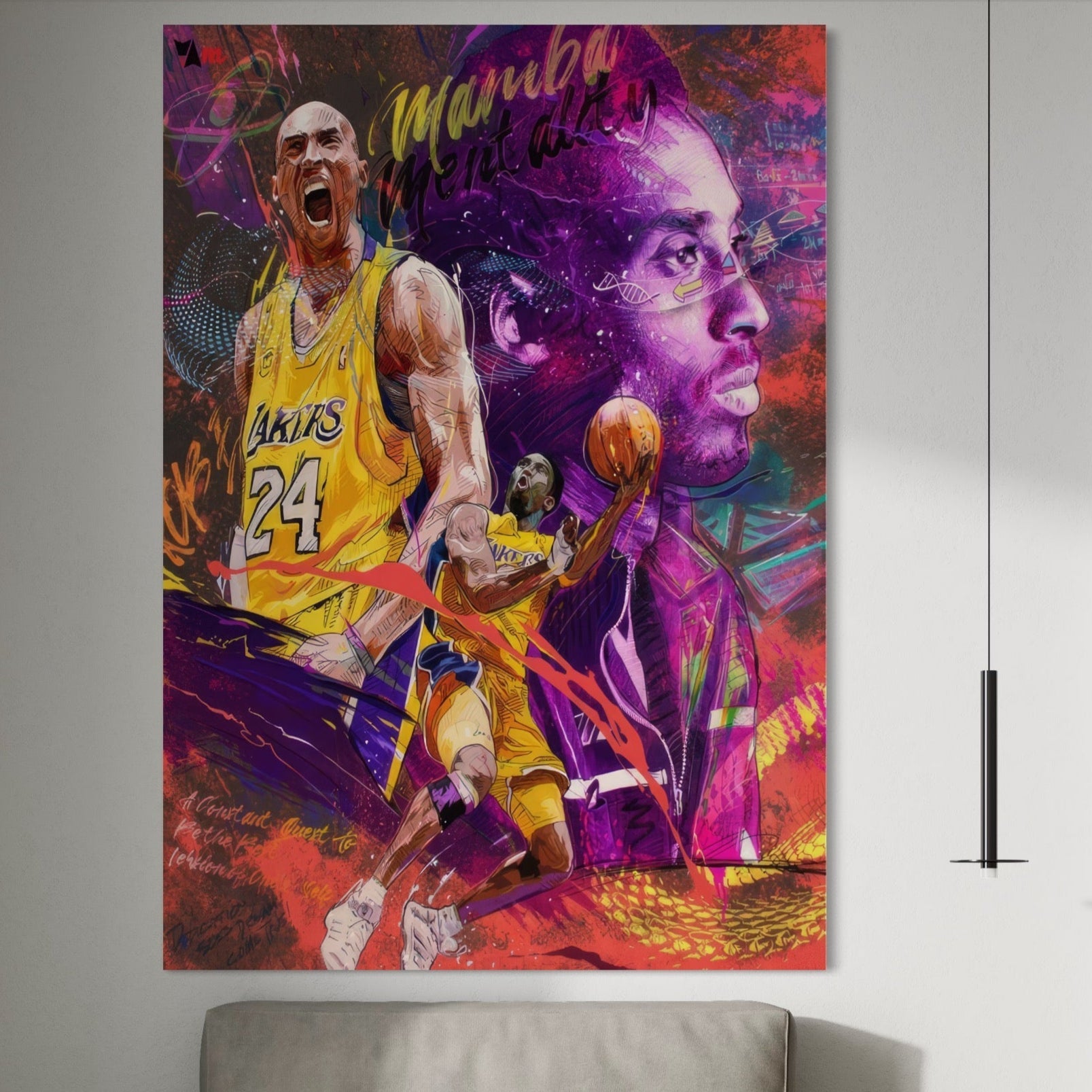 Tablou Canvas Premium LuxCanva® A1353, Kobe Bryant , Living, Baschetbalist, NBA, Club Sportiv, Lakers, Culori Vibrante