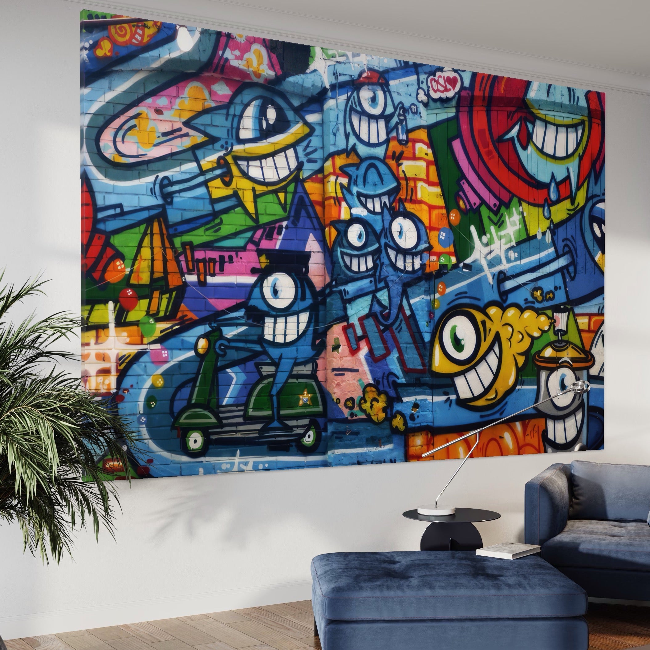 Tablou Canvas Premium LuxCanva® A1350, Graffiti Wall Art , Living, Decorativ, Animatie, Arta Stradala, Camera Copil, Game Room, Culori Vibrante