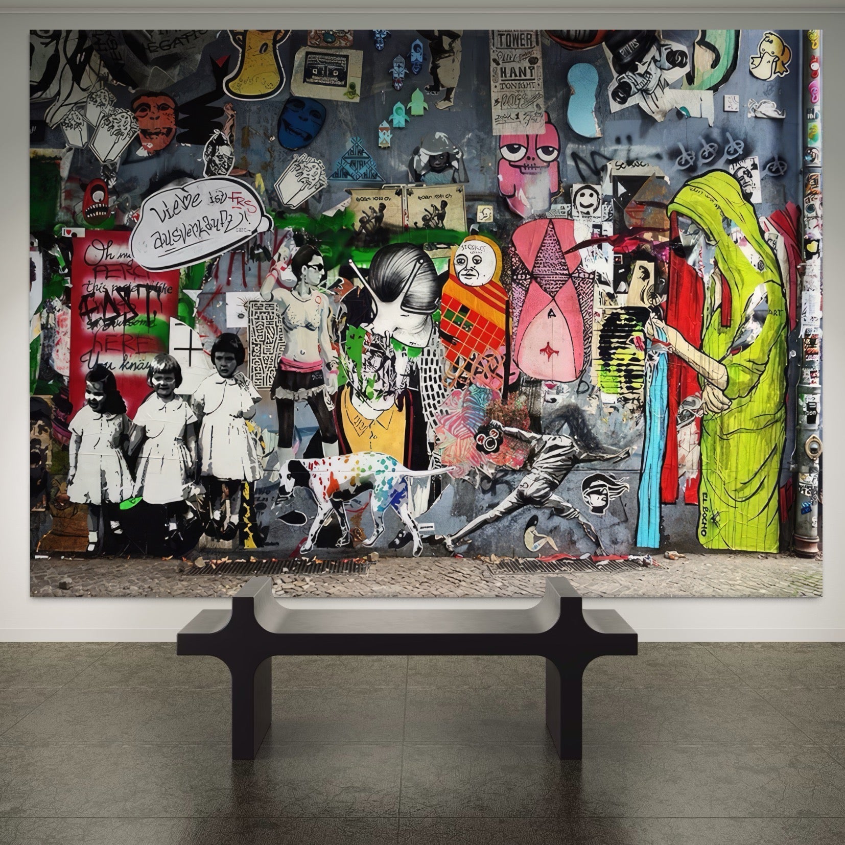 Tablou Canvas Premium LuxCanva® A1348, Banksy Street ,  Living, Graffiti, Artist, Oameni, Culori Vibrante