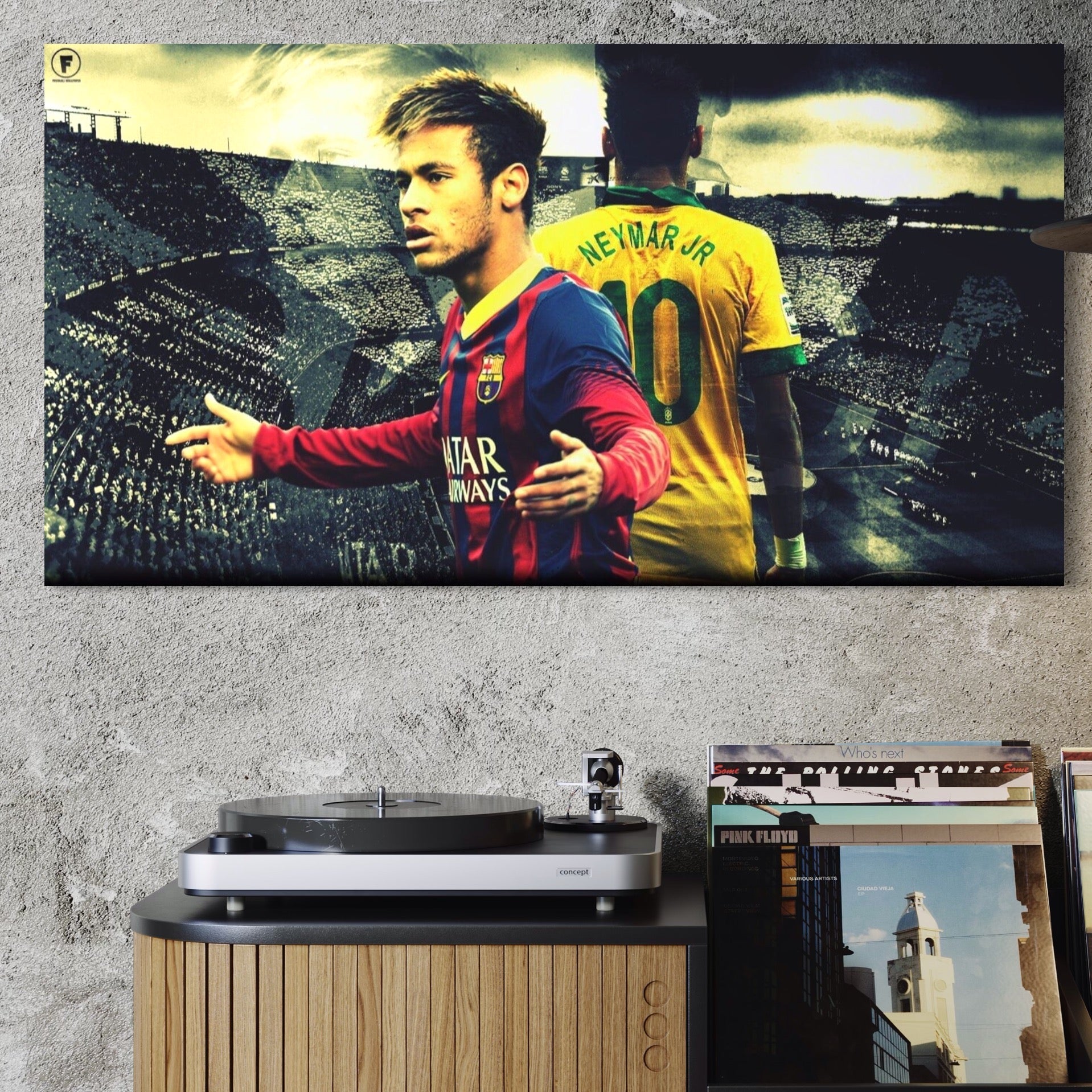 Tablou Canvas Premium LuxCanva® A1346, Neymar Jr , Silva Júnior Santos, Fotbalist, Mijlocas, Brazilia, Game Room, Culori Vibrante