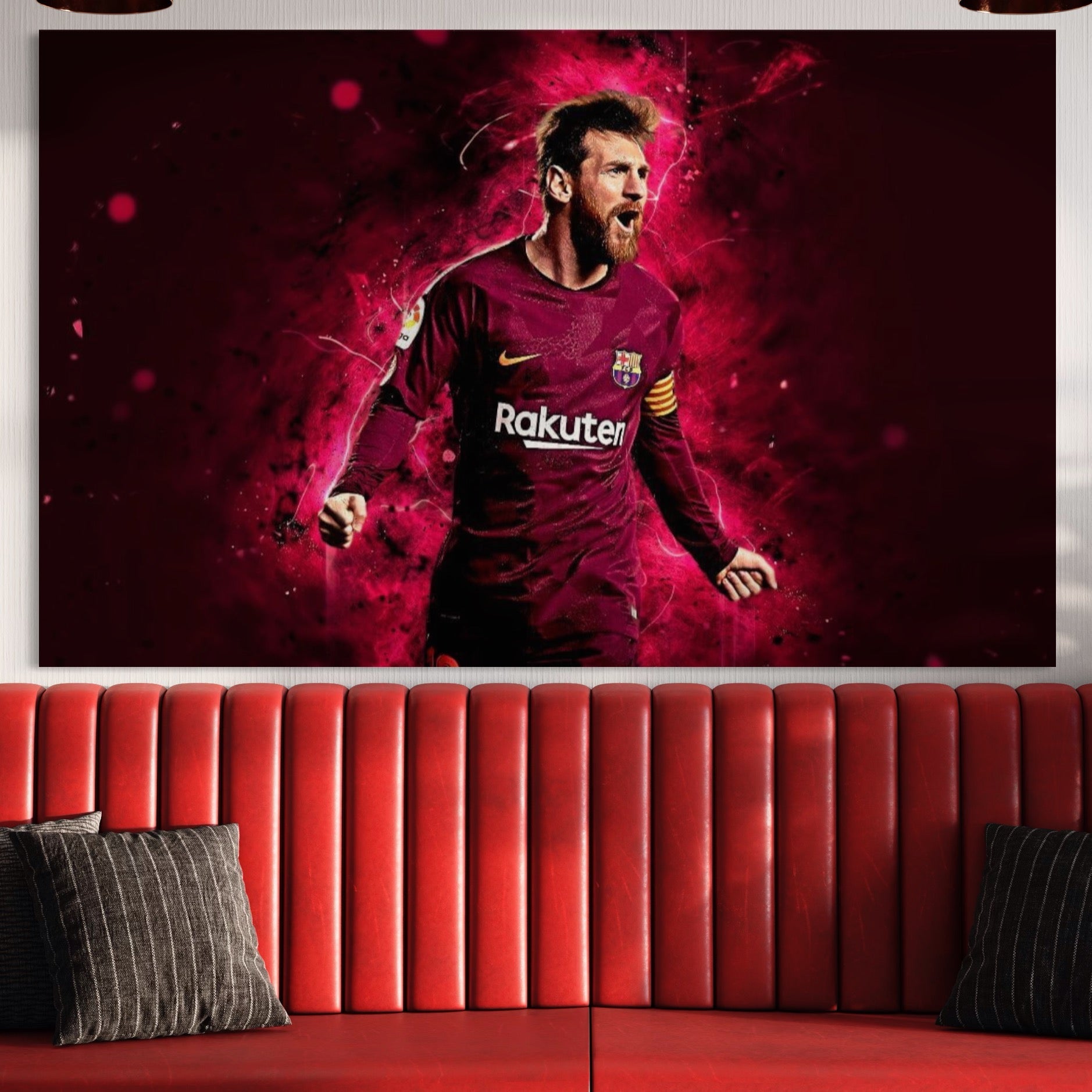 Tablou Canvas Premium LuxCanva® A1344, Lionel Messi , Bar, Legenda, Balonul De Aur, Sportiv, Game Room, Culori Vibrante