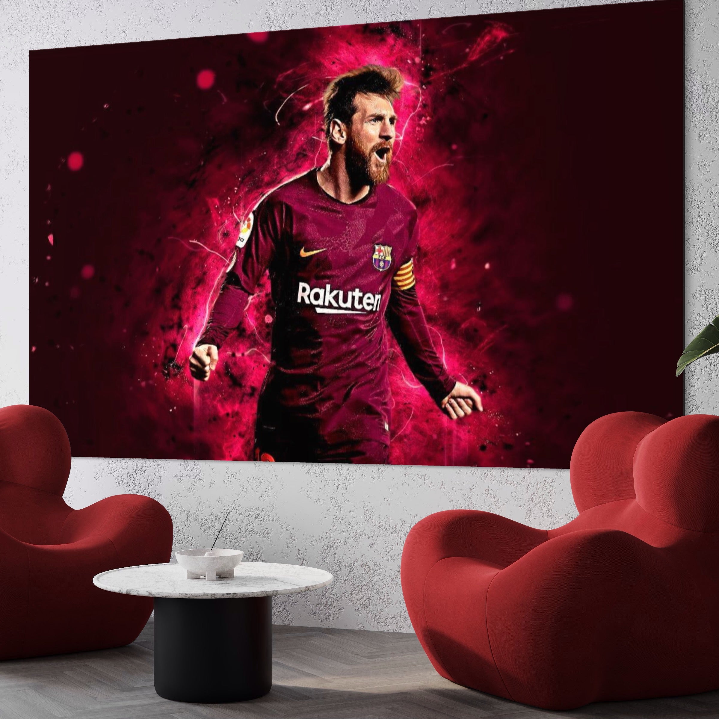 Tablou Canvas Premium LuxCanva® A1344, Lionel Messi , Bar, Legenda, Balonul De Aur, Sportiv, Game Room, Culori Vibrante
