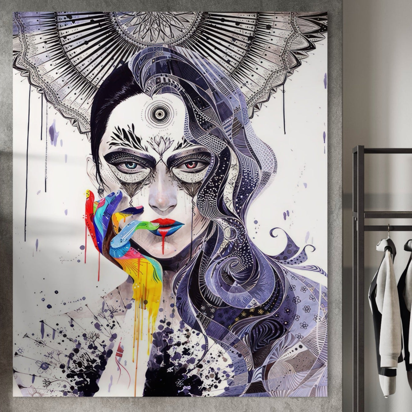 Tablou Canvas Premium LuxCanva® A1340, Minjae Lee , Living, Abstract, Colorat, Fata, Decorativ, Graffiti, Studio, Culori Vibrante