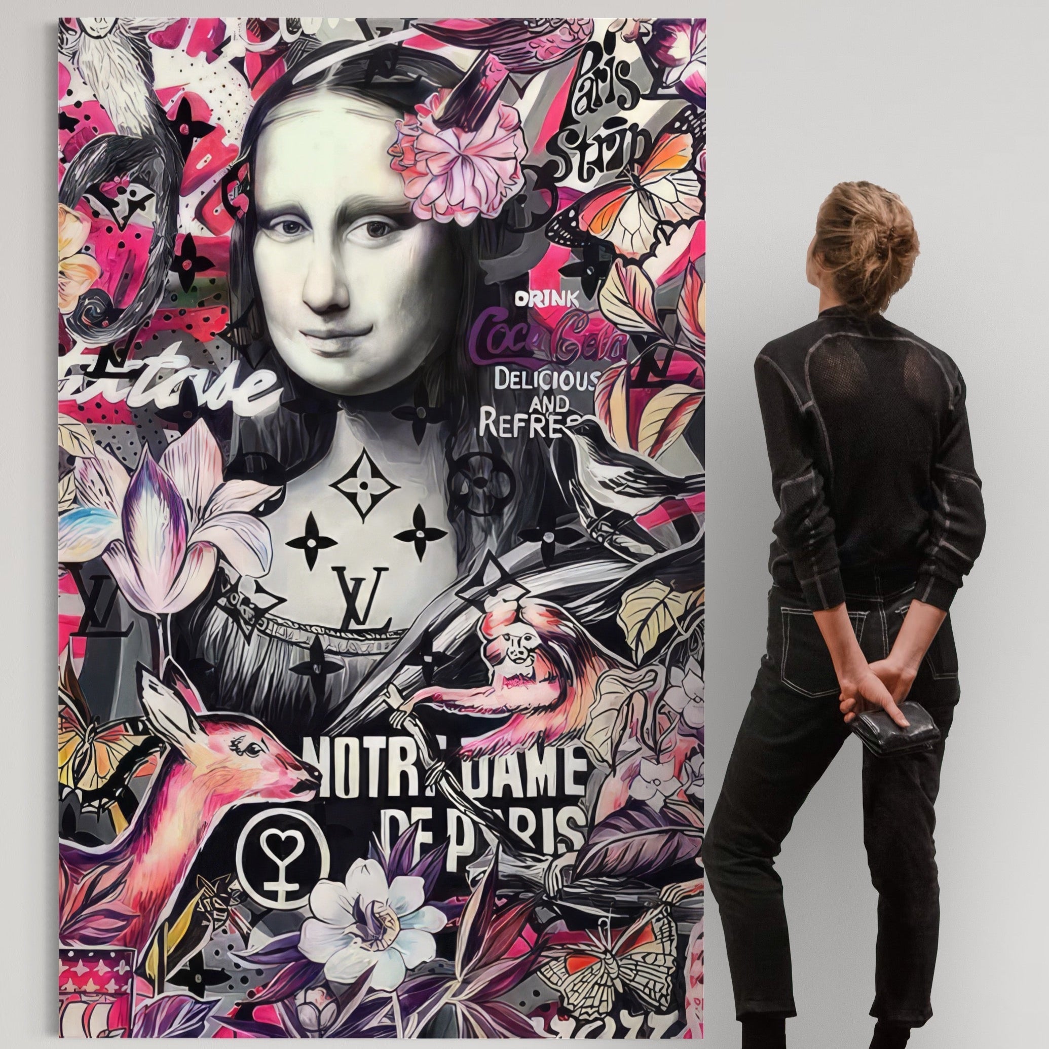Tablou Canvas Premium LuxCanva® A1339, Mona Lisa Graffiti ,  Living, Abstract, Colorat, Drink Colca-Cola, Studio, Culori Vibrante