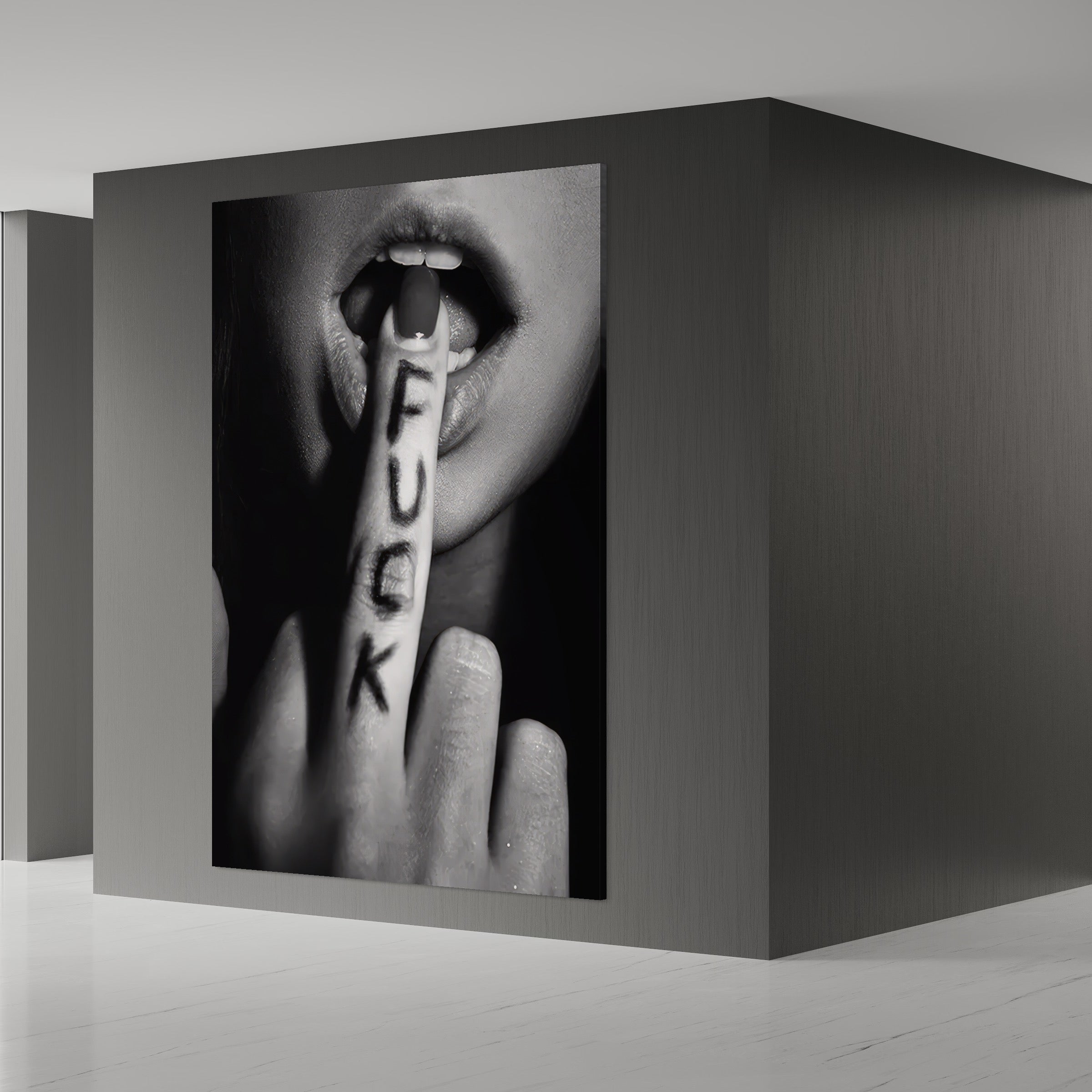 Tablou Canvas Premium LuxCanva® A1336, Lips Black And White , Studio, Buze, Sexy Lips, Senzual, Femeie, Dormitor, Culori Vibrante