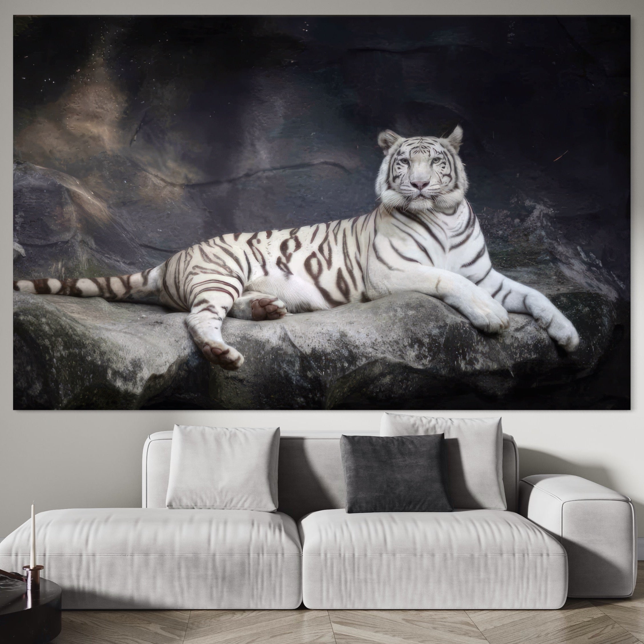 Tablou Canvas Premium LuxCanva® A1333, White Tiger , Living, Animal Salbatic, Tigru, Decorativ, Dormitor, Culori Vibrante