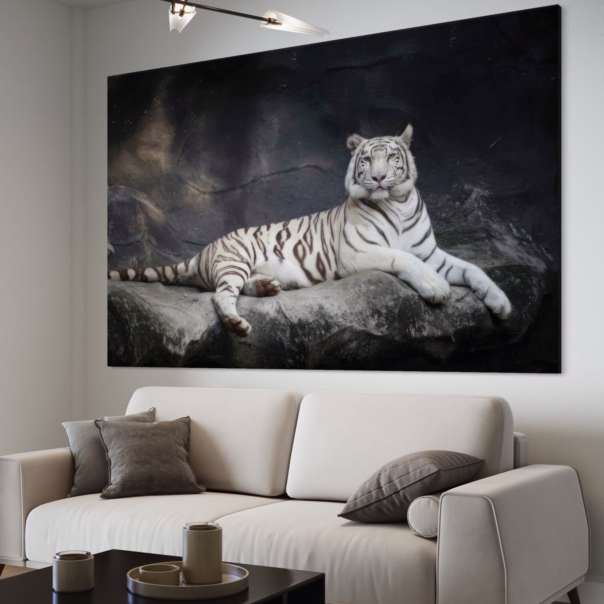 Tablou Canvas Premium LuxCanva® A1333, White Tiger , Living, Animal Salbatic, Tigru, Decorativ, Dormitor, Culori Vibrante