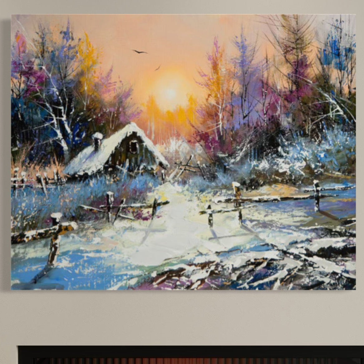 Tablou Canvas Premium LuxCanva® C1010, Peisaj De Iarna ,  Living, Dormitor, Birou, Relaxare, Culori Vibrante