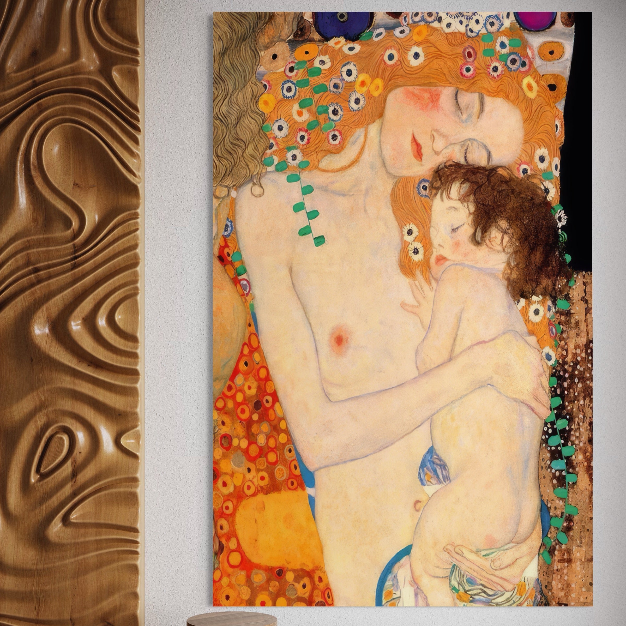 Tablou Canvas Premium LuxCanva® A1330, The Three Ages Of The Woman , Galerie De Arta, Gustav Klimt, Pictura, Mama Si Copilul, Studio, Culori Vibrante