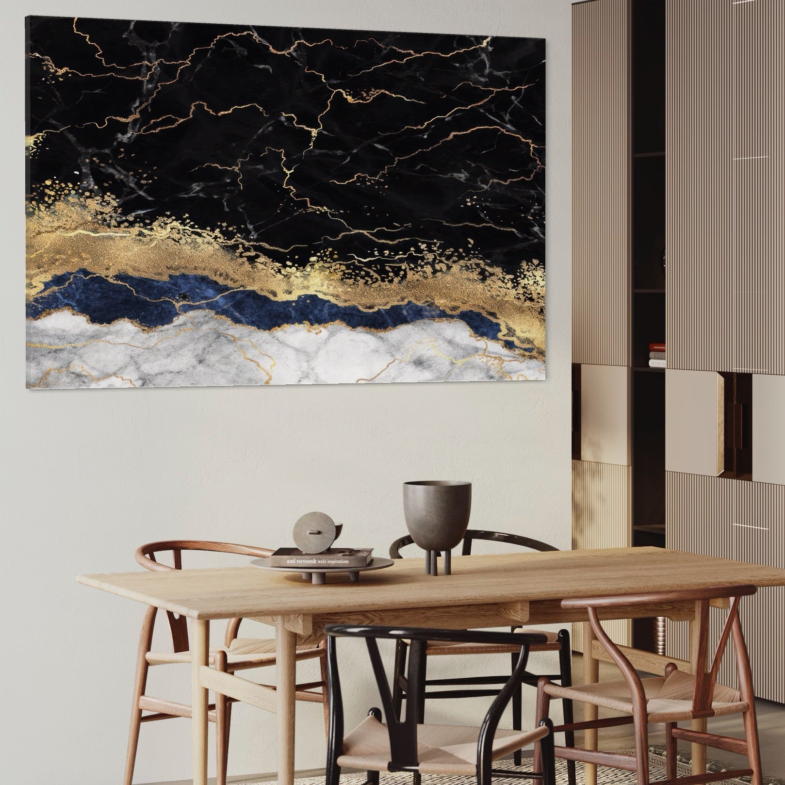 Tablou Canvas Premium LuxCanva® A1327, Black Marble , Living, Marmura, Abstract, Auriu, Dormitor, Culori Vibrante