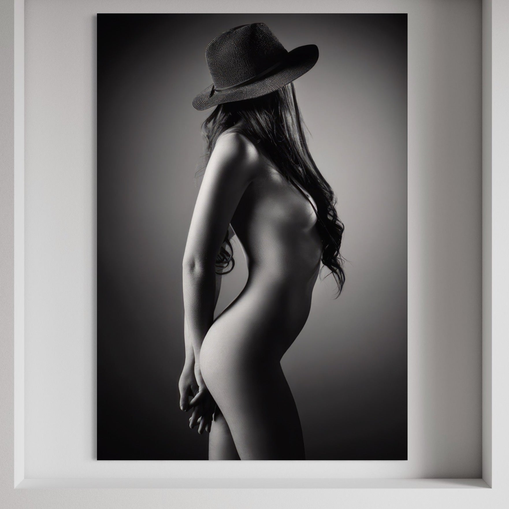 Tablou Canvas Premium LuxCanva® A1324, Sexy Girl , Living, Nude, Palarie, Senzual, Femeie, Dresing, Culori Vibrante