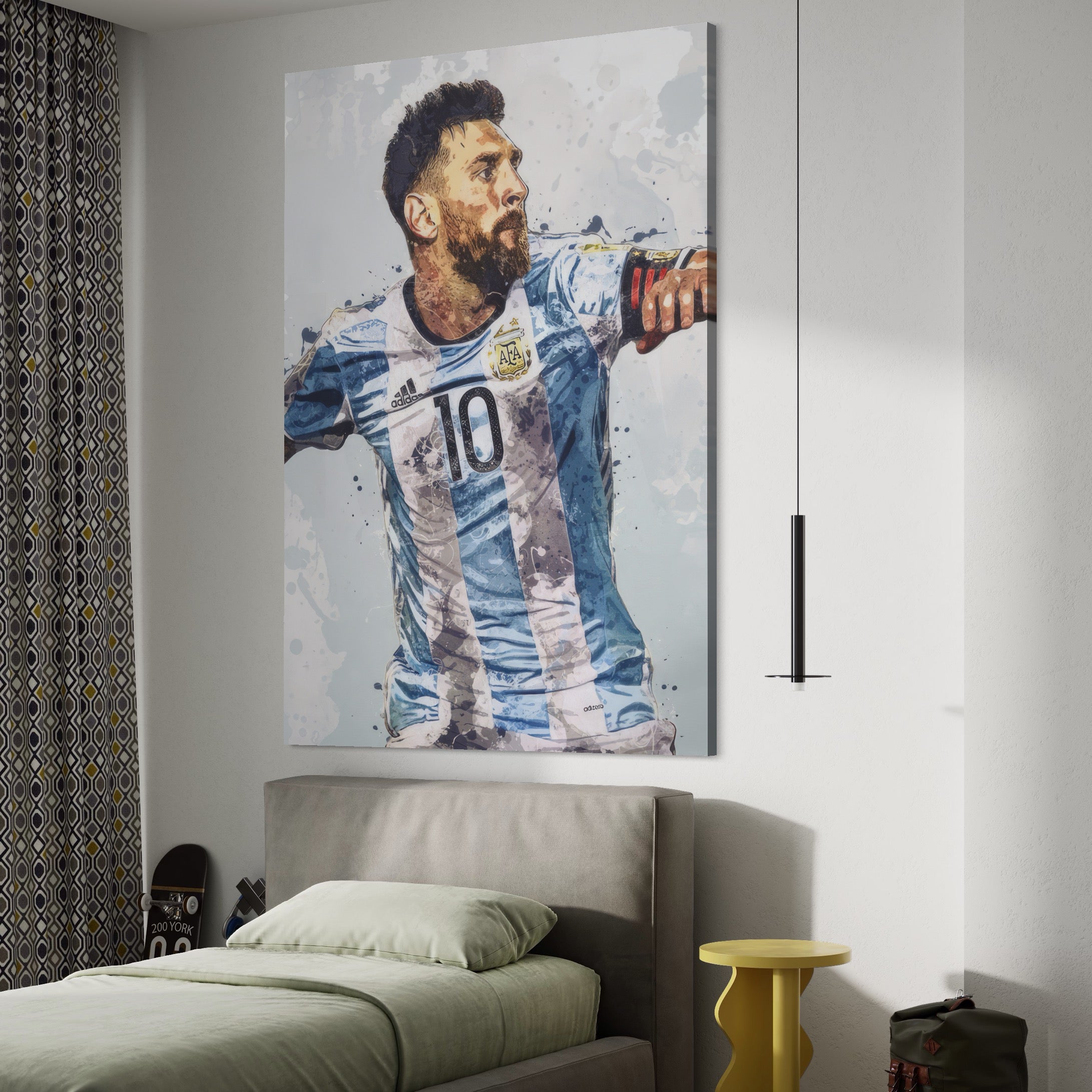 Tablou Canvas Premium LuxCanva® A1323, Lionel Messi , Living, Foltablist, Balonul De Aur, FC Barcelona, Sport, Studio, Culori Vibrante