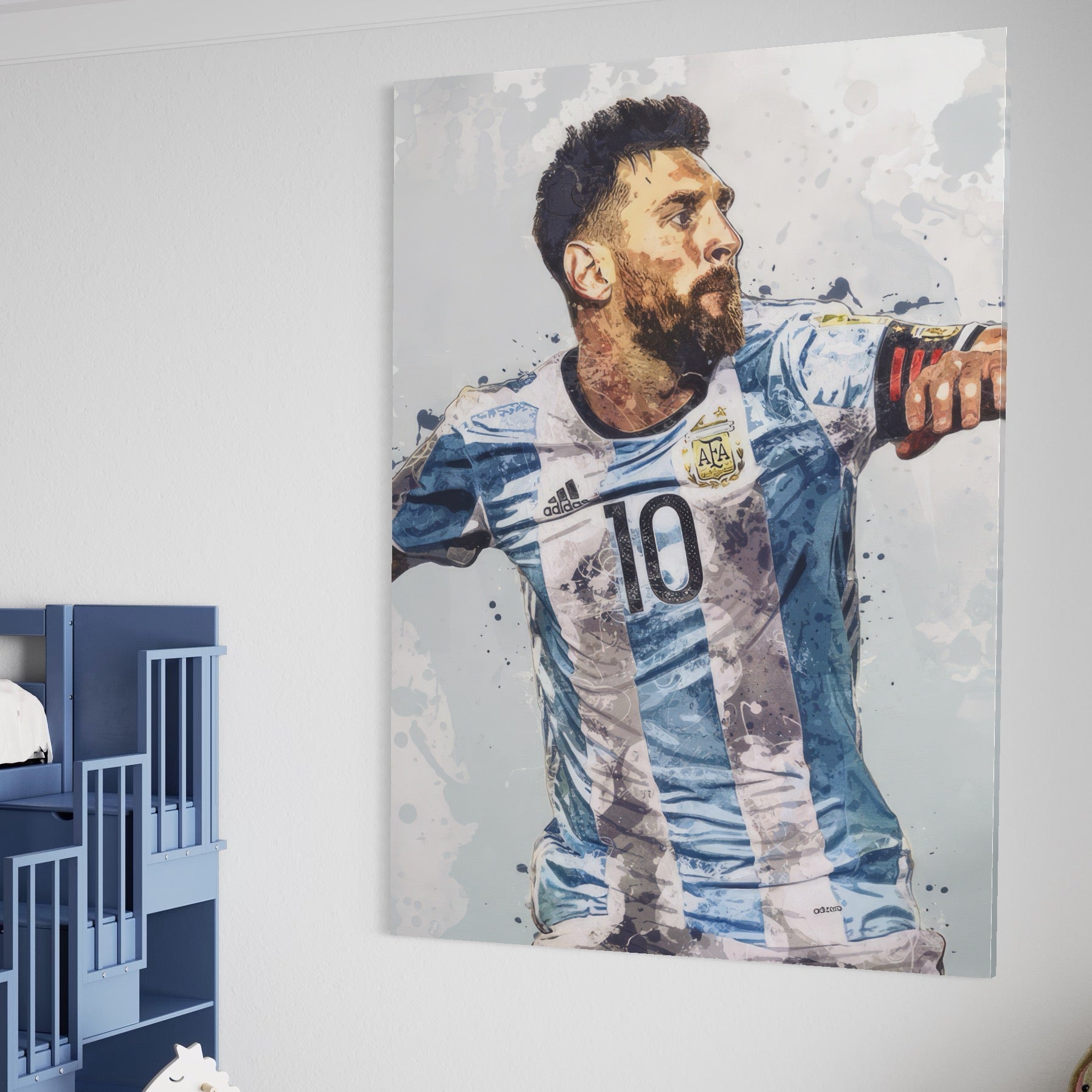 Tablou Canvas Premium LuxCanva® A1323, Lionel Messi , Living, Foltablist, Balonul De Aur, FC Barcelona, Sport, Studio, Culori Vibrante