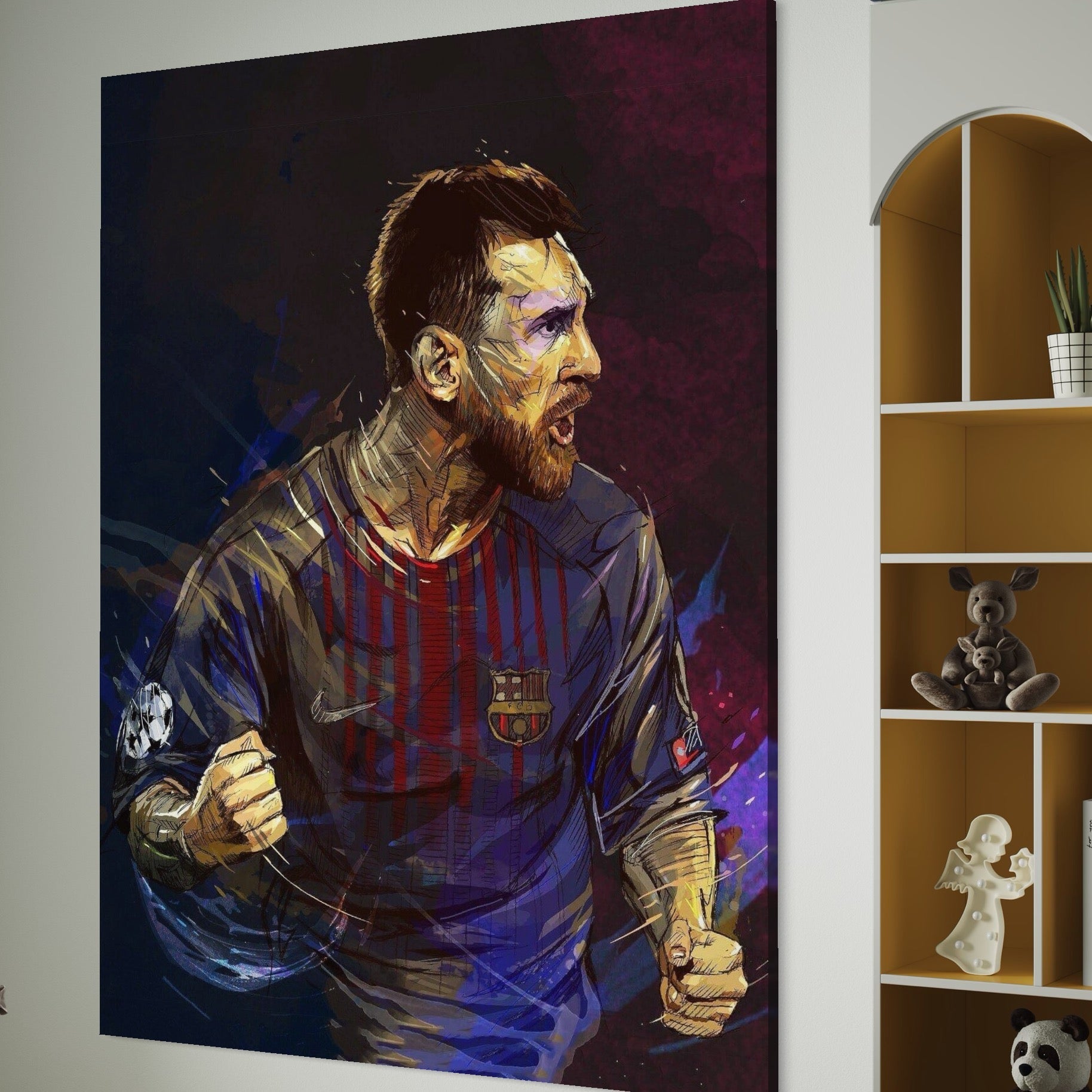 Tablou Canvas Premium LuxCanva® A1322, Lionel Andrés Messi , Living, Fotbal, Atacant, Balon De Aur, Studio, Culori Vibrante