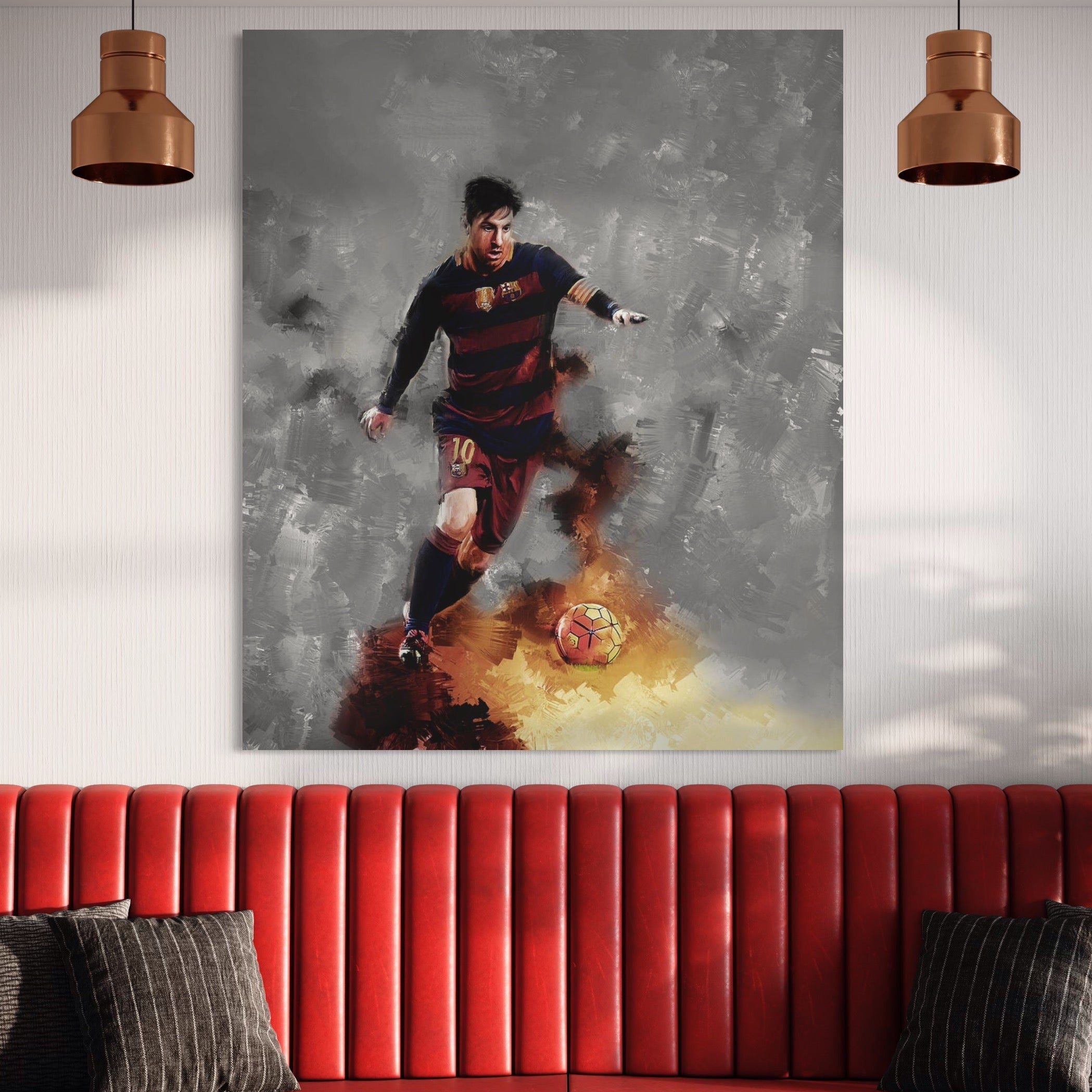 Tablou Canvas Premium LuxCanva® A1321, Lionel Andrés Messi , Living, Fotbal, Atacant, Balon De Aur, Studio, Culori Vibrante