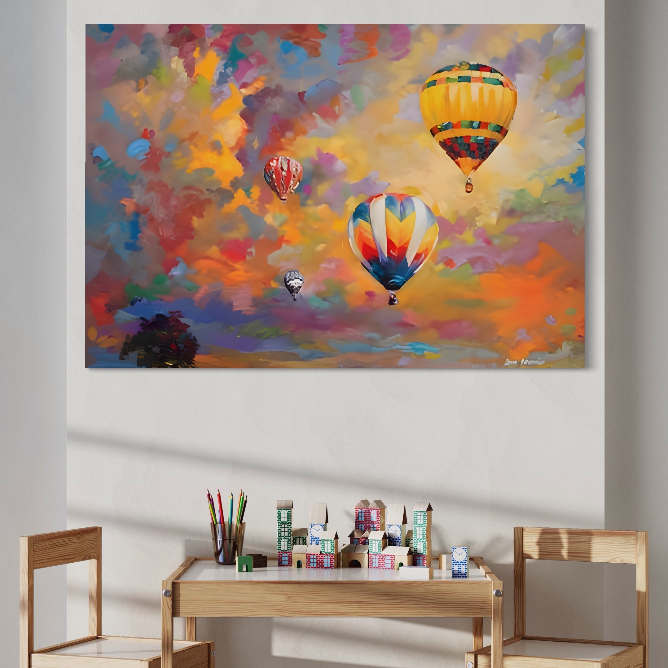 Tablou Canvas Premium LuxCanva® A1317, Baloane Cu Aer Cald , Living, Plimbare, Cer, Relaxare, Vacanta, Dormtior, Culori Vibrante