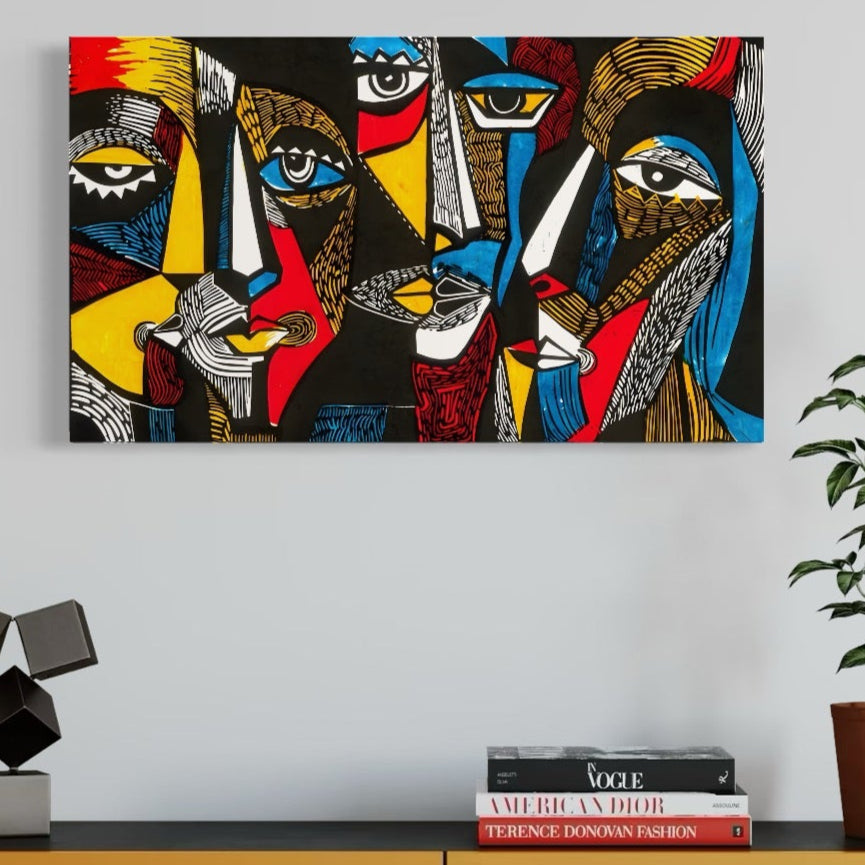 Tablou Canvas Premium LuxCanva® A1638, Dual View ,  Room, Abstract, Fete Colorate, Dormitor, Culori Vibrante