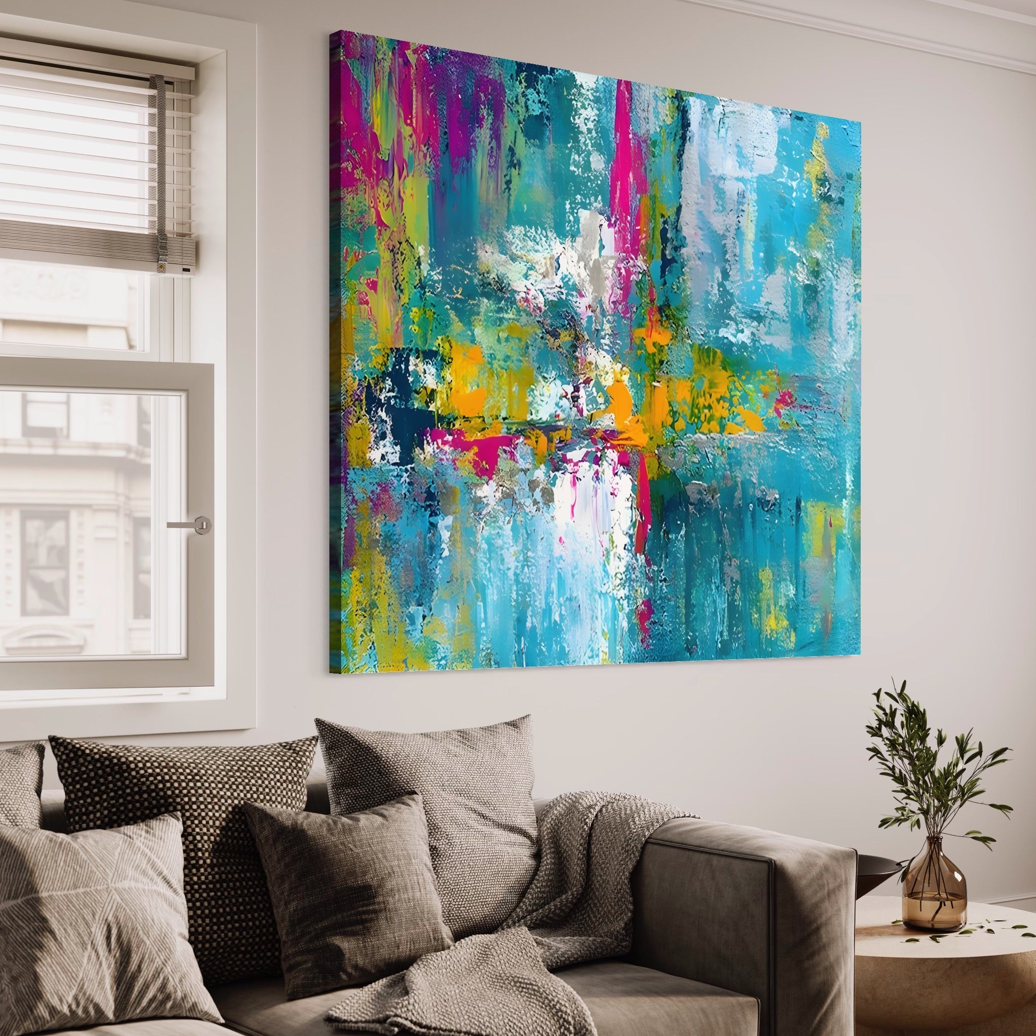 Tablou Canvas Premium LuxCanva® A1314, Modern Abstract , Living, Arta, Multicolor, Albastru, Dormitor, Culori Vibrante