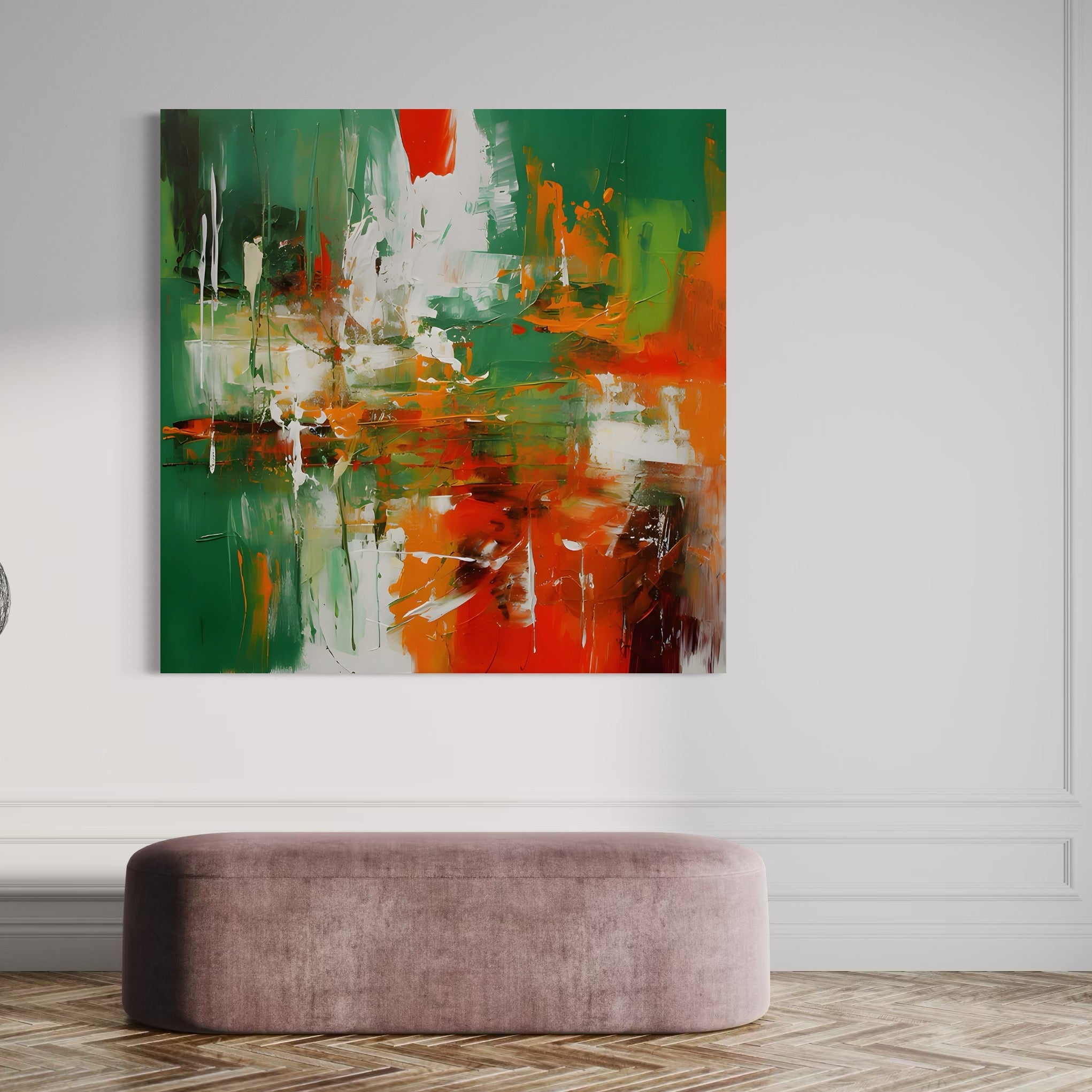 Tablou Canvas Premium LuxCanva® A1636, Painting Green , Room, Abstract, Cromatic, Dormitor, Culori Vibrante