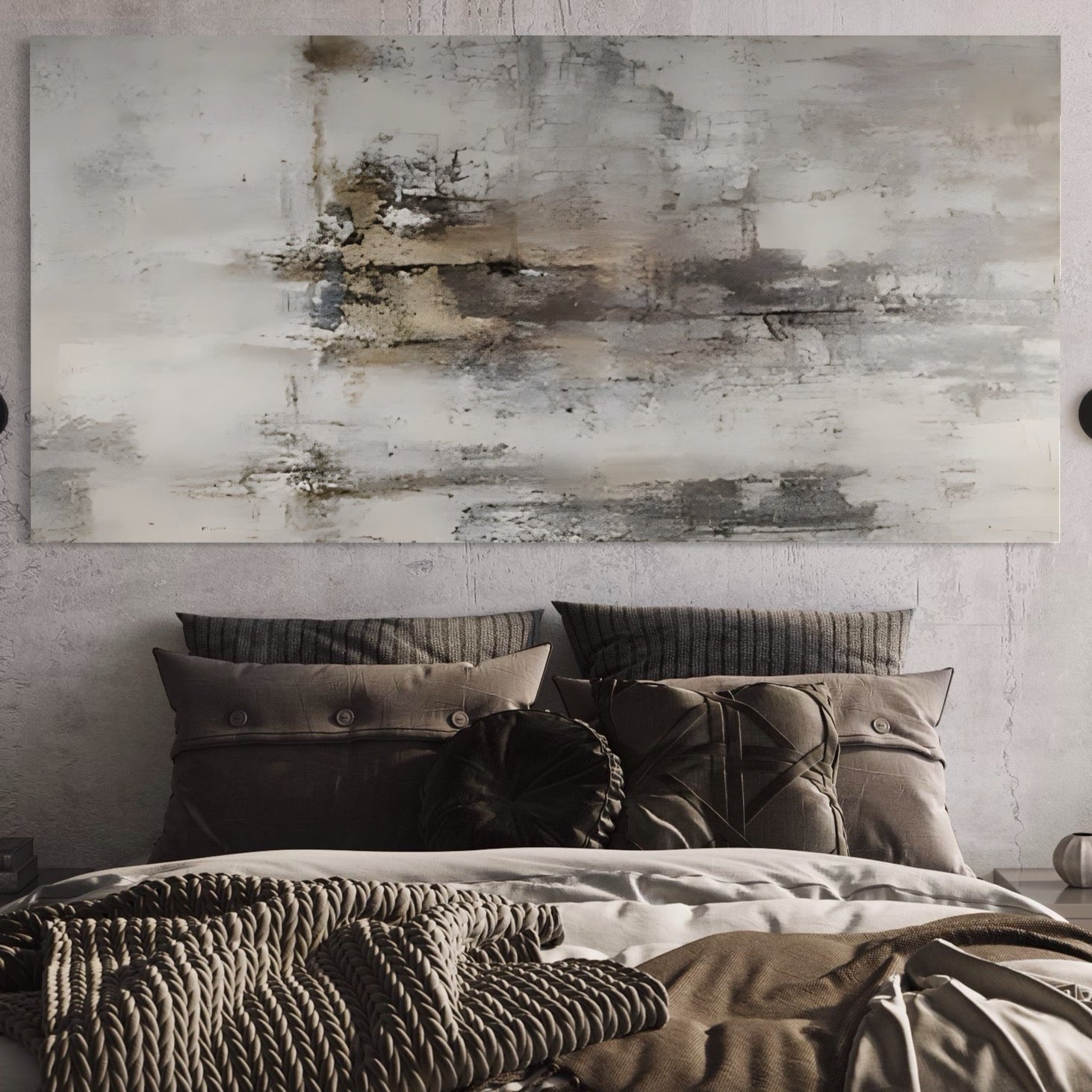 Tablou Canvas Premium LuxCanva® A1312, Abstract Gray , Living, Gri, Decorativ, Dormitor, Bronz, Culori Vibrante