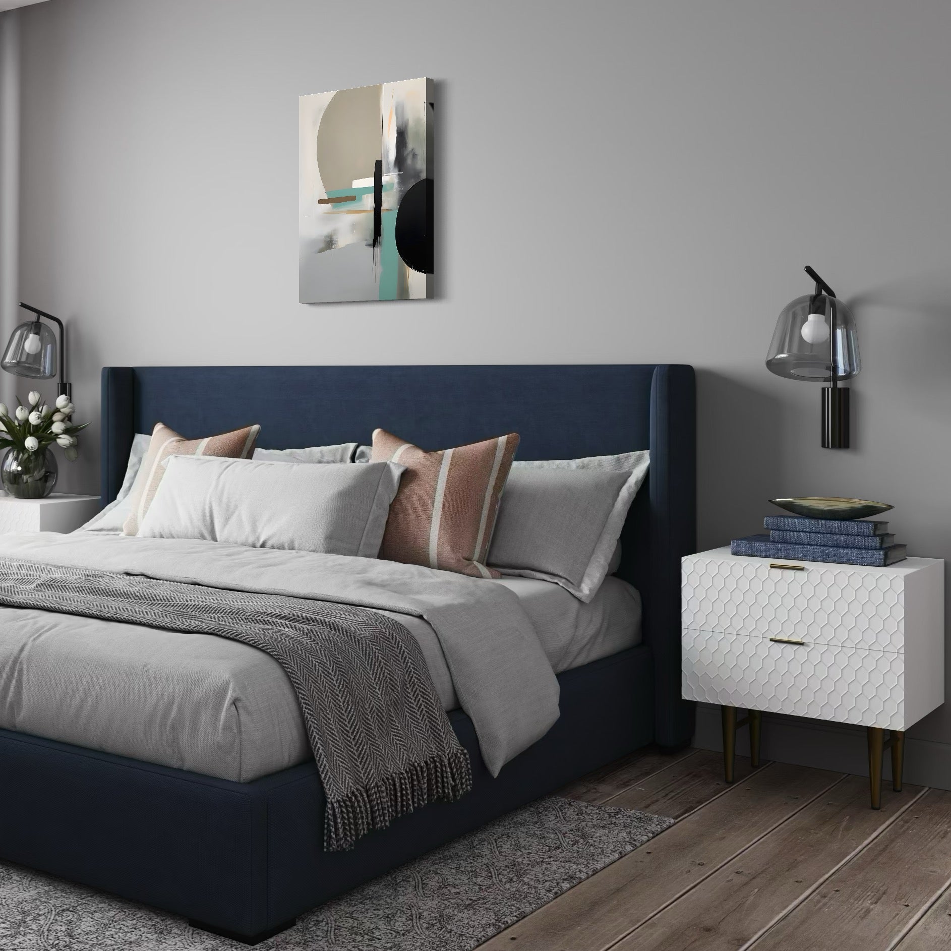 Tablou Canvas Premium LuxCanva® A1635, Abstract Circular , Room, Forme, Decorativ, Dormitor, Culori Vibrante