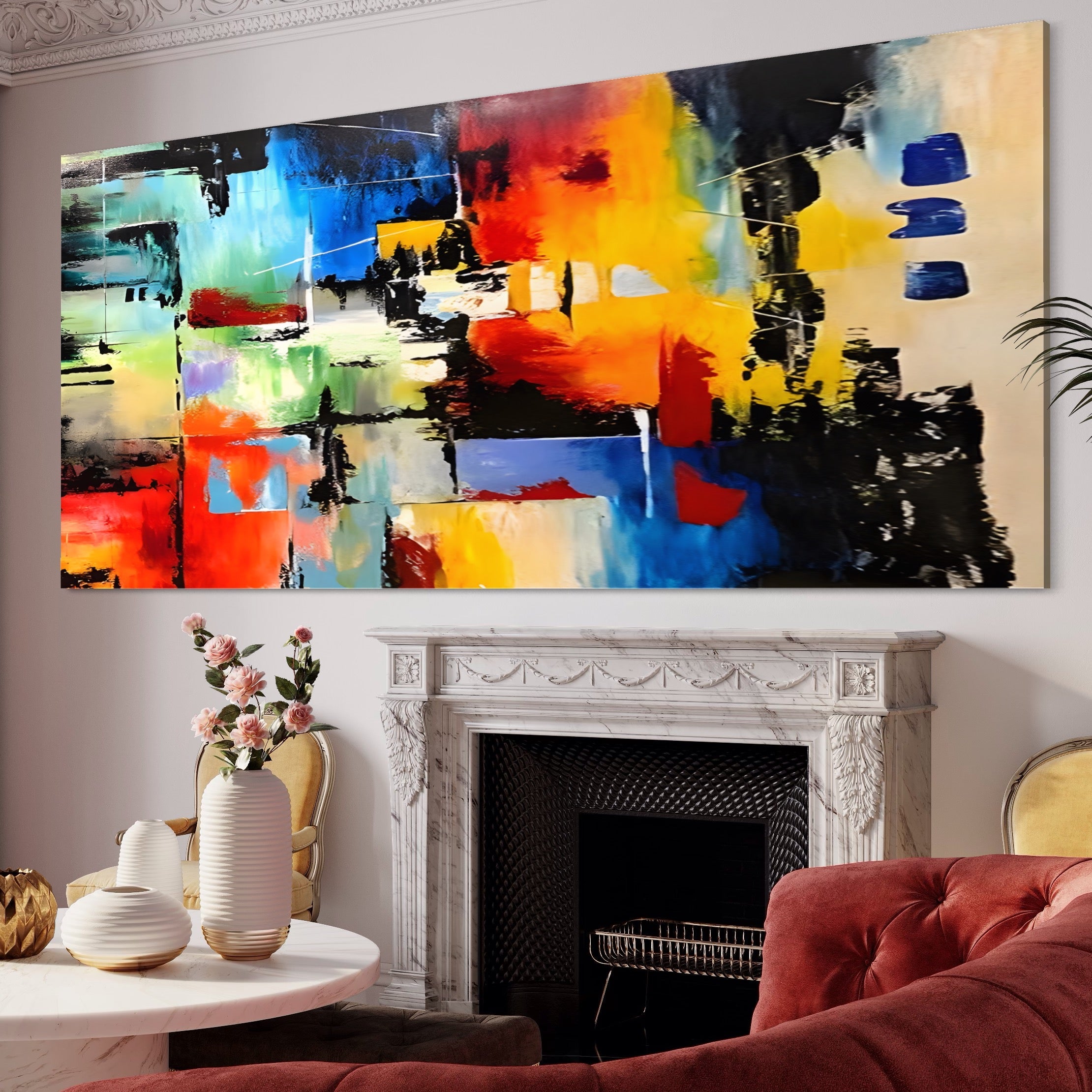 Tablou Canvas Premium LuxCanva® A1311, Paleta De Culori , Living, Abstract, Multicolor, Amestec De Culori, Galerie De Arta, Culori Vibrante