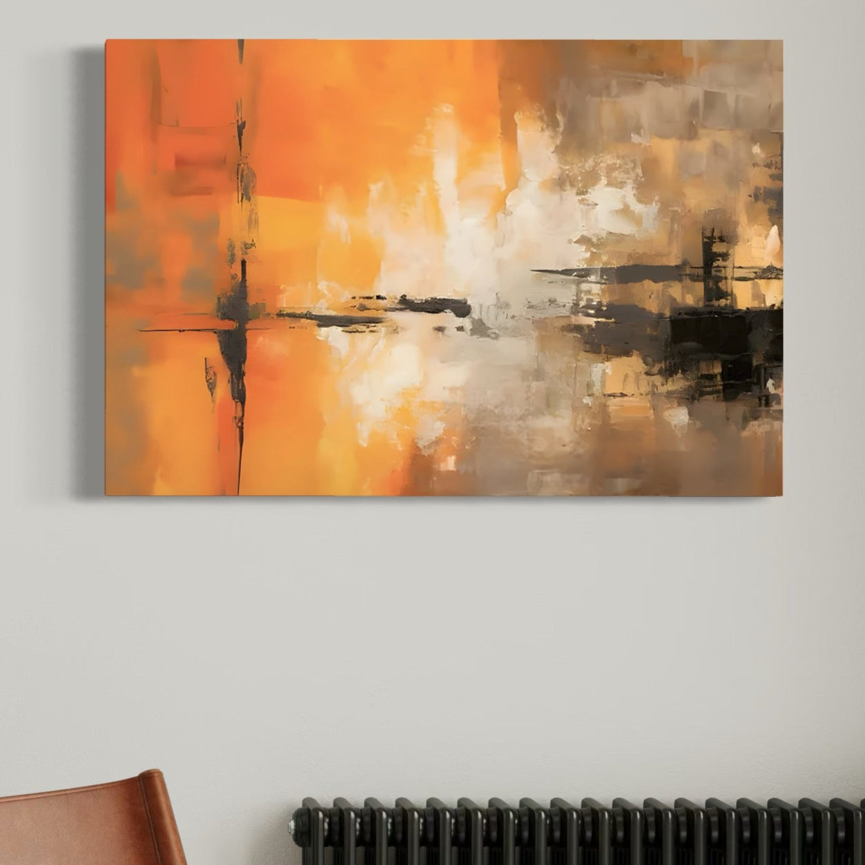 Tablou Canvas Premium LuxCanva® A1633, Orange Love ,  Living, Abstract, Decorativ, Dormitor, Culori Vibrante
