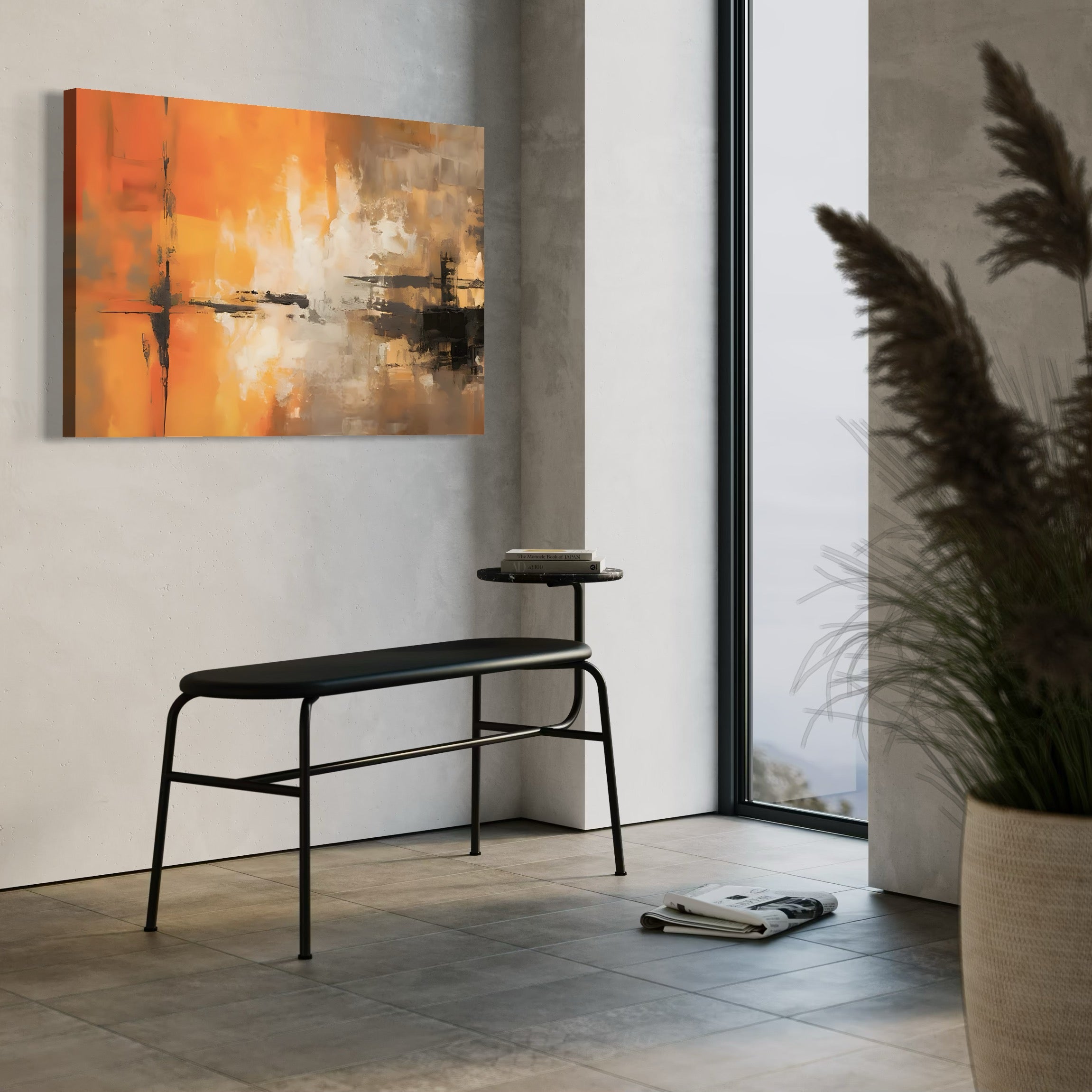 Tablou Canvas Premium LuxCanva® A1633, Orange Love ,  Living, Abstract, Decorativ, Dormitor, Culori Vibrante