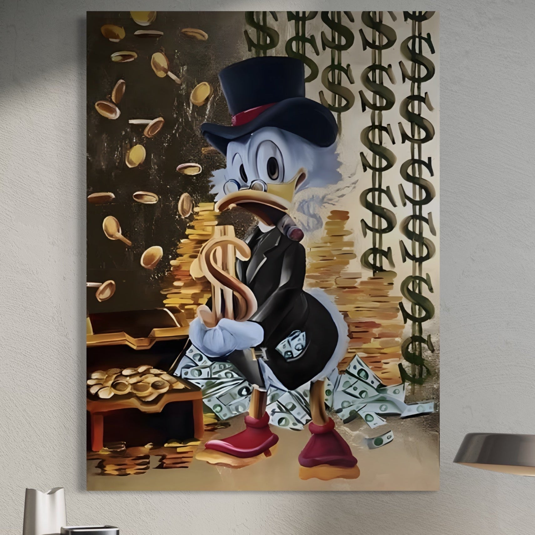 Tablou Canvas Premium, LuxCanva® A1309, Baby Scrooge Duck,  Living, Dolar, Bani, Desene Animate, Birou, Culori Vibrante