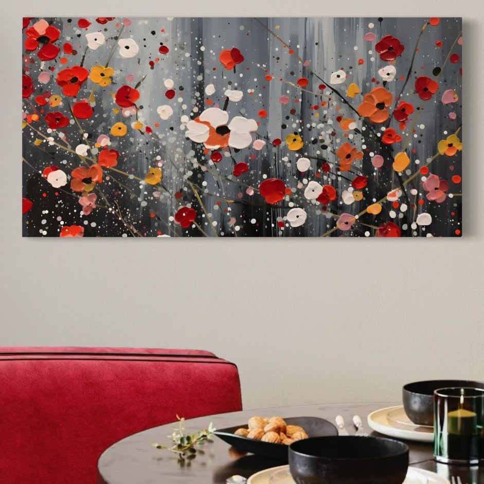 Tablou Canvas Premium LuxCanva® A1629, Minimal Flowers ,  Living, Flori, Natura, Decorativ, Dormitor, Culori Vibrante