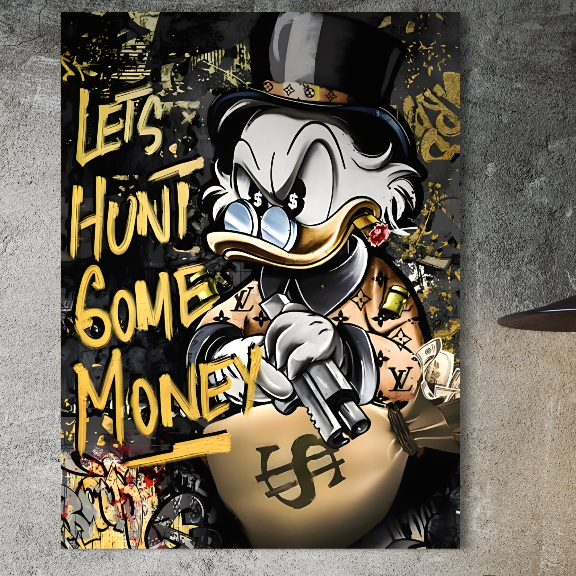 Tablou Canvas Premium LuxCanva® A1305, Let's Hunt!, Living, Scrooge Duck, Desene Animate, Money, Dormitor, Culori Vibrante