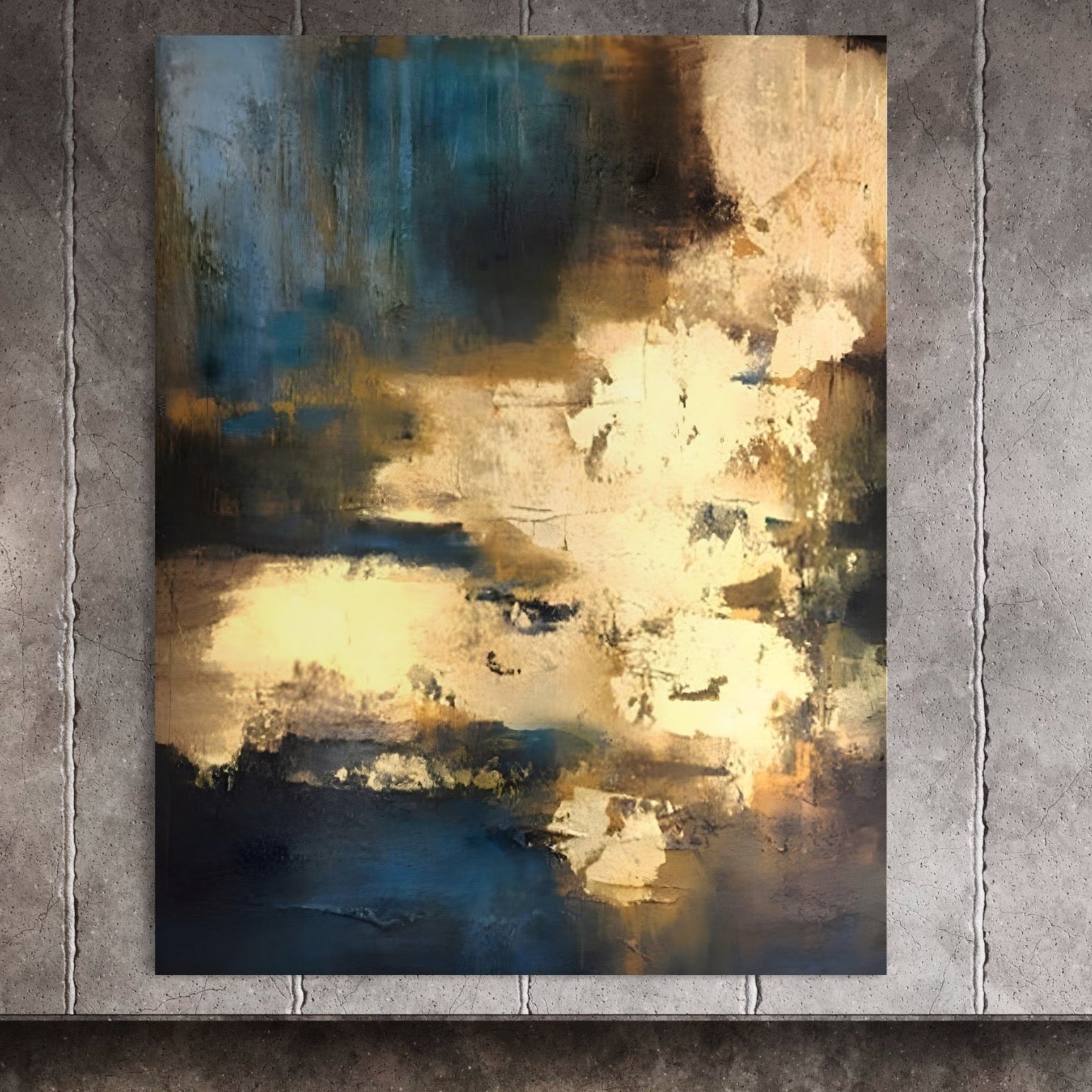 Tablou Canvas Premium LuxCanva® A1303, Abstract Gold, Living, Auriu, Abstract, Albastru, Dormitor, Culori Vibrante