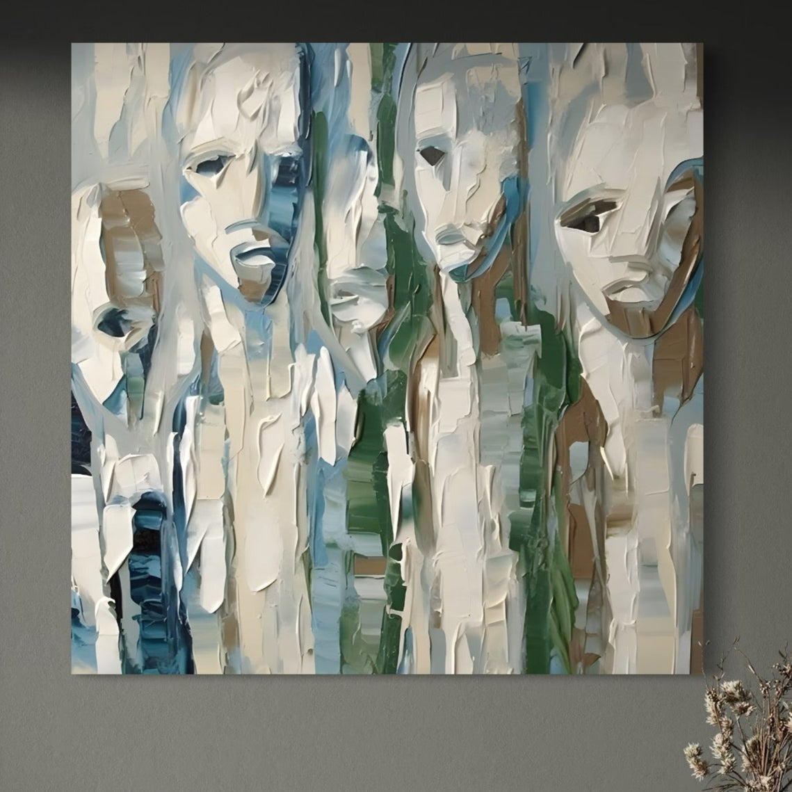 Tablou Canvas Premium LuxCanva® A1642, Poker Face , Living, Fete Abstracte, Pensulat, Oameni, Dormitor, Culori Vibrante