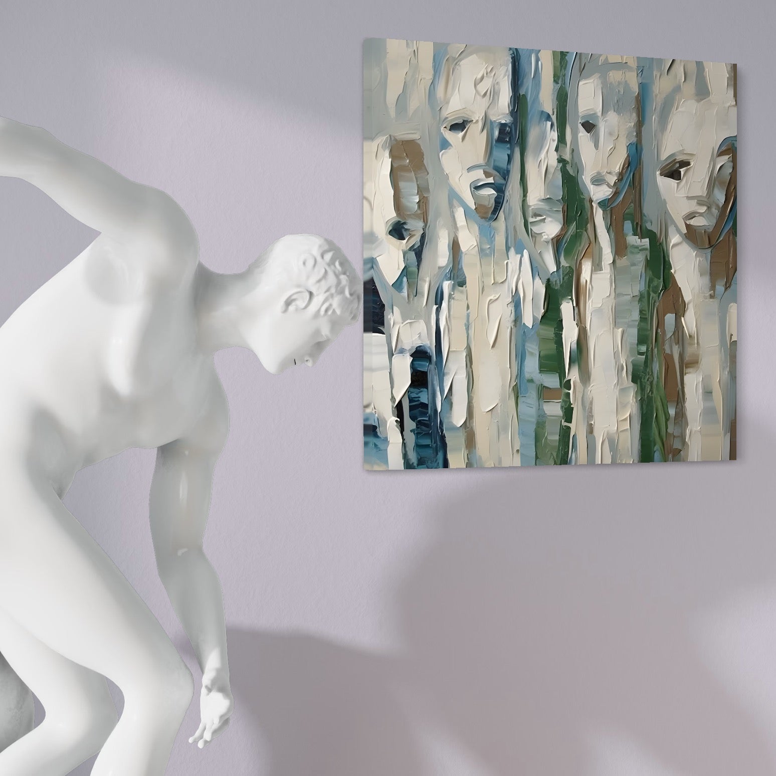 Tablou Canvas Premium LuxCanva® A1642, Poker Face , Living, Fete Abstracte, Pensulat, Oameni, Dormitor, Culori Vibrante