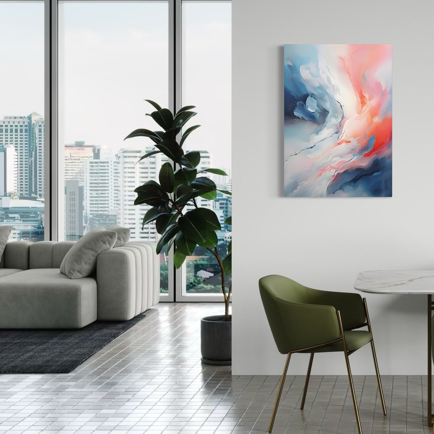 Tablou Canvas Premium LuxCanva® A1644, Pink Contrast , Dormitor, Decorativ, Landscape, Cromatic, Living, Culori Vibrante