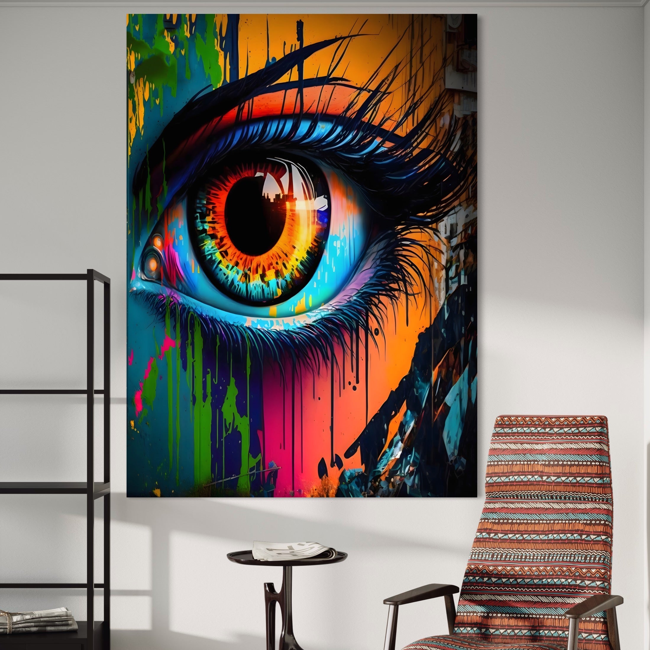 Tablou Canvas Premium LuxCanva® A1296, Colorful Eye, Living, Ochi, Multicolor, Graffiti, Dormitor, Culori Vibrante