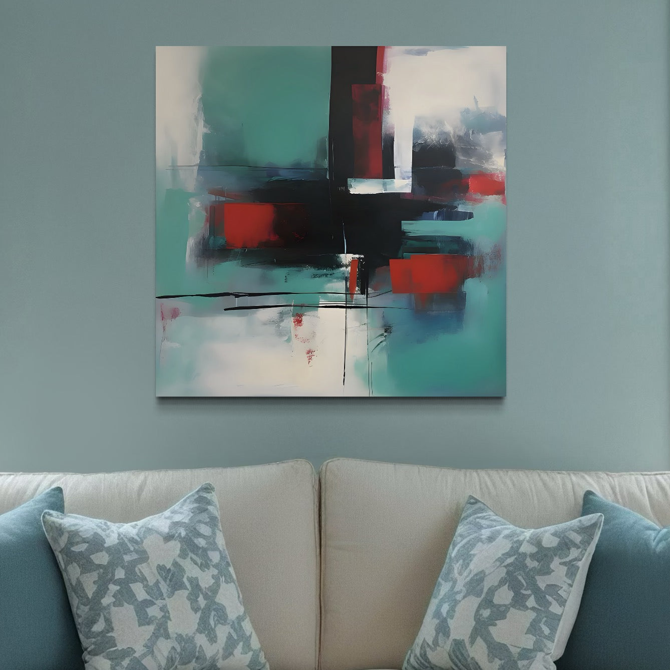 Tablou Canvas Premium LuxCanva® A1649, Painting Blue , Room, Cromatic, Abstract, Living, Culori Vibrante