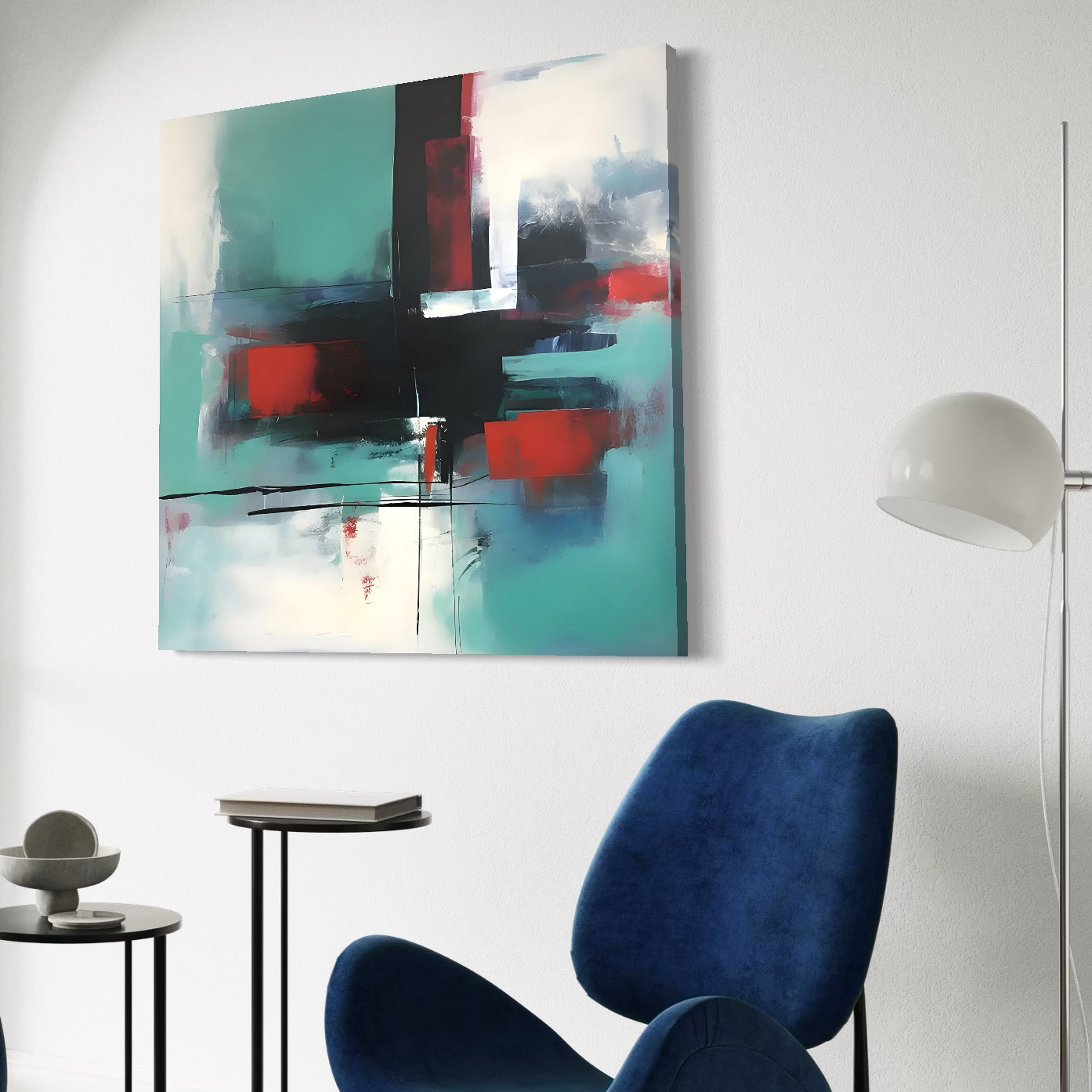Tablou Canvas Premium LuxCanva® A1649, Painting Blue , Room, Cromatic, Abstract, Living, Culori Vibrante